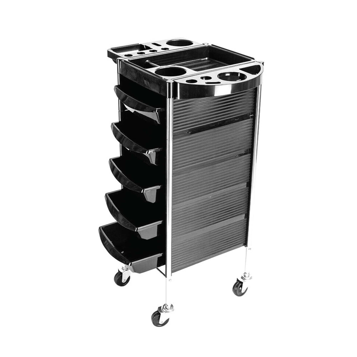 5 Drawer Hairdressing Trolley Black 90x30x36cm Hair Salon Beauty Rolling Cart V238-SUPDZ-39712755417168