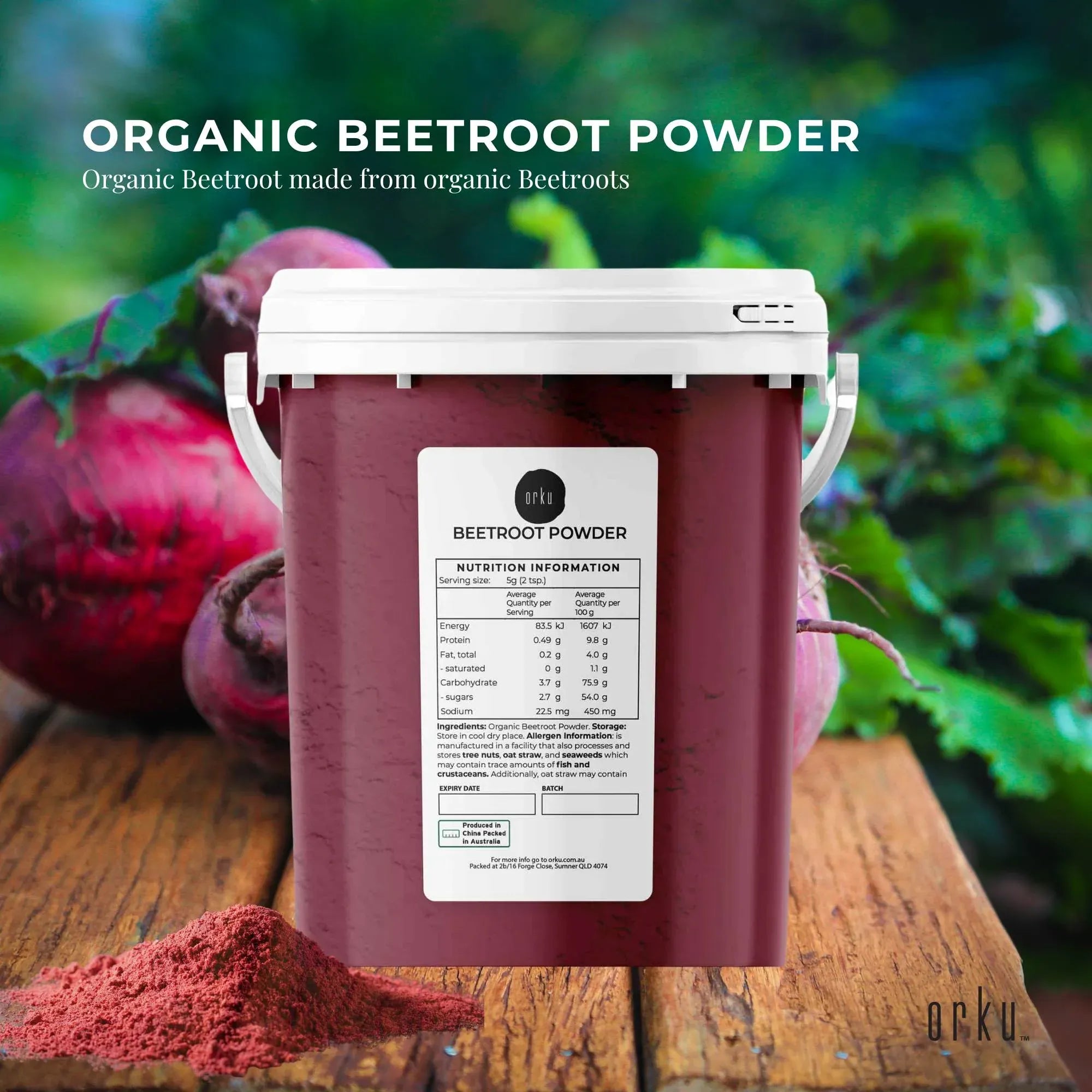 Orku 800g Organic Beetroot Powder - 100% Pure Beet Root Powder - Beta vulgaris V238-SUPDZ-39739371257936