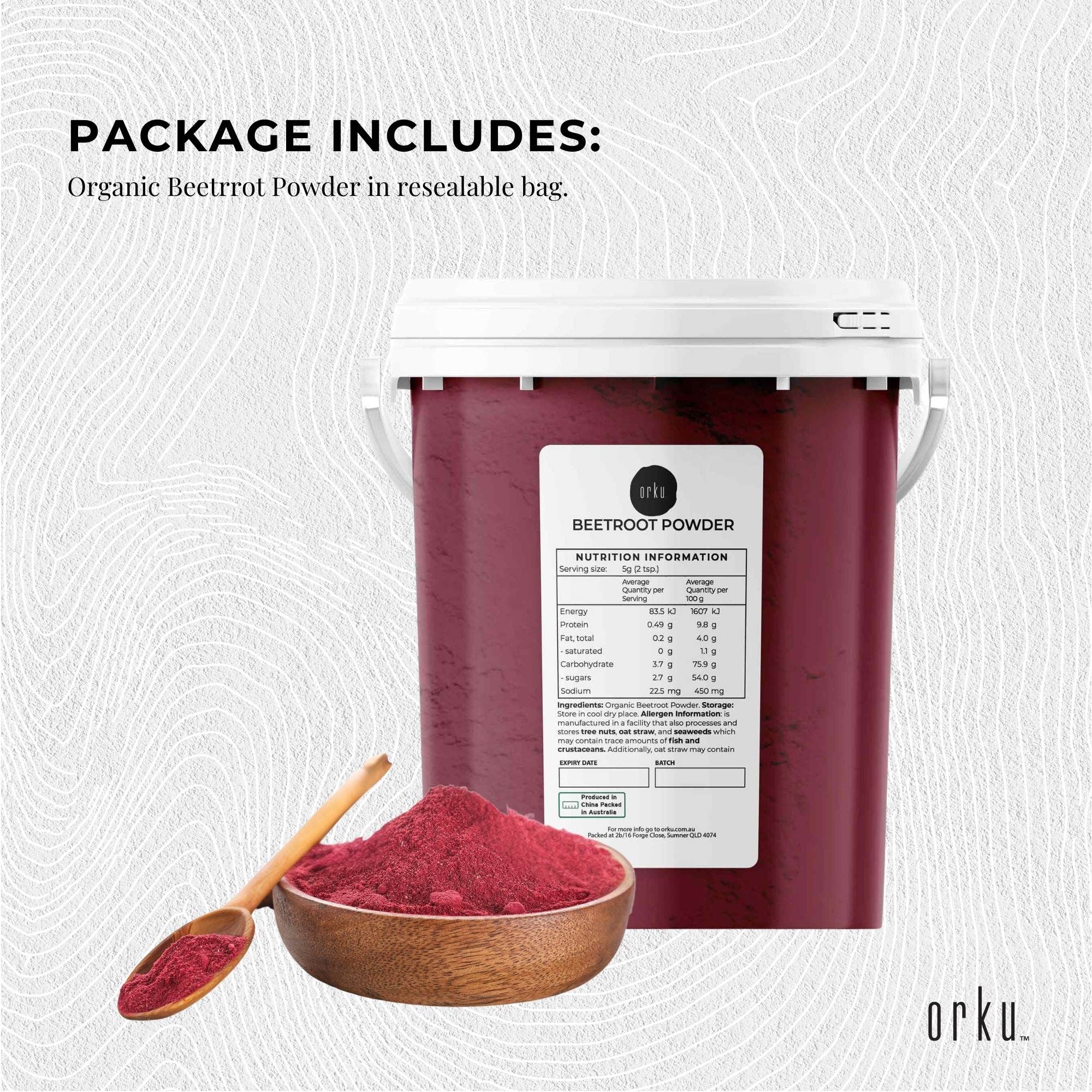 Orku 800g Organic Beetroot Powder - 100% Pure Beet Root Powder - Beta vulgaris V238-SUPDZ-39739371257936