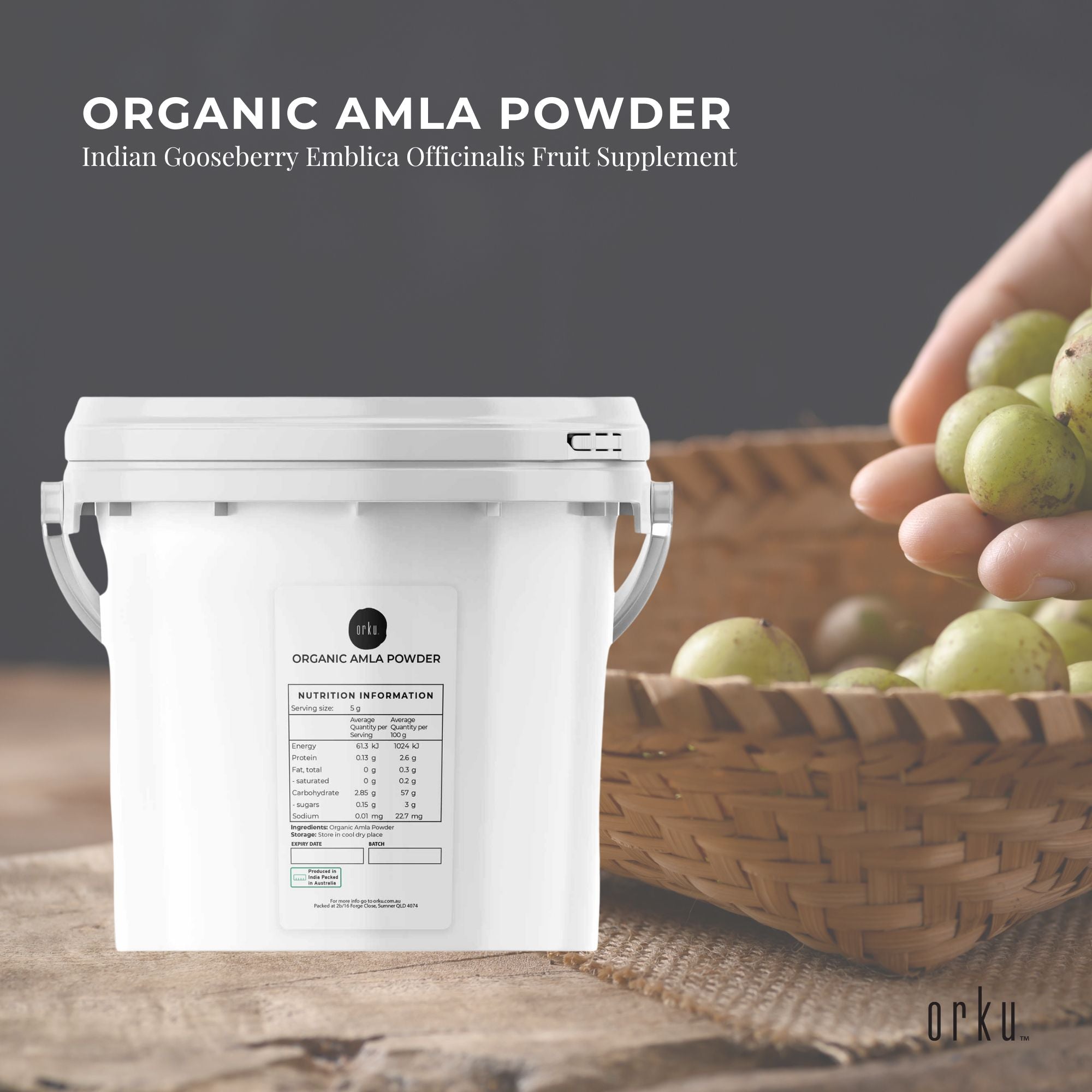 3Kg Organic Amla Powder Tub Indian Gooseberry Emblica Officinalis Supplement V238-SUPDZ-39745898086480