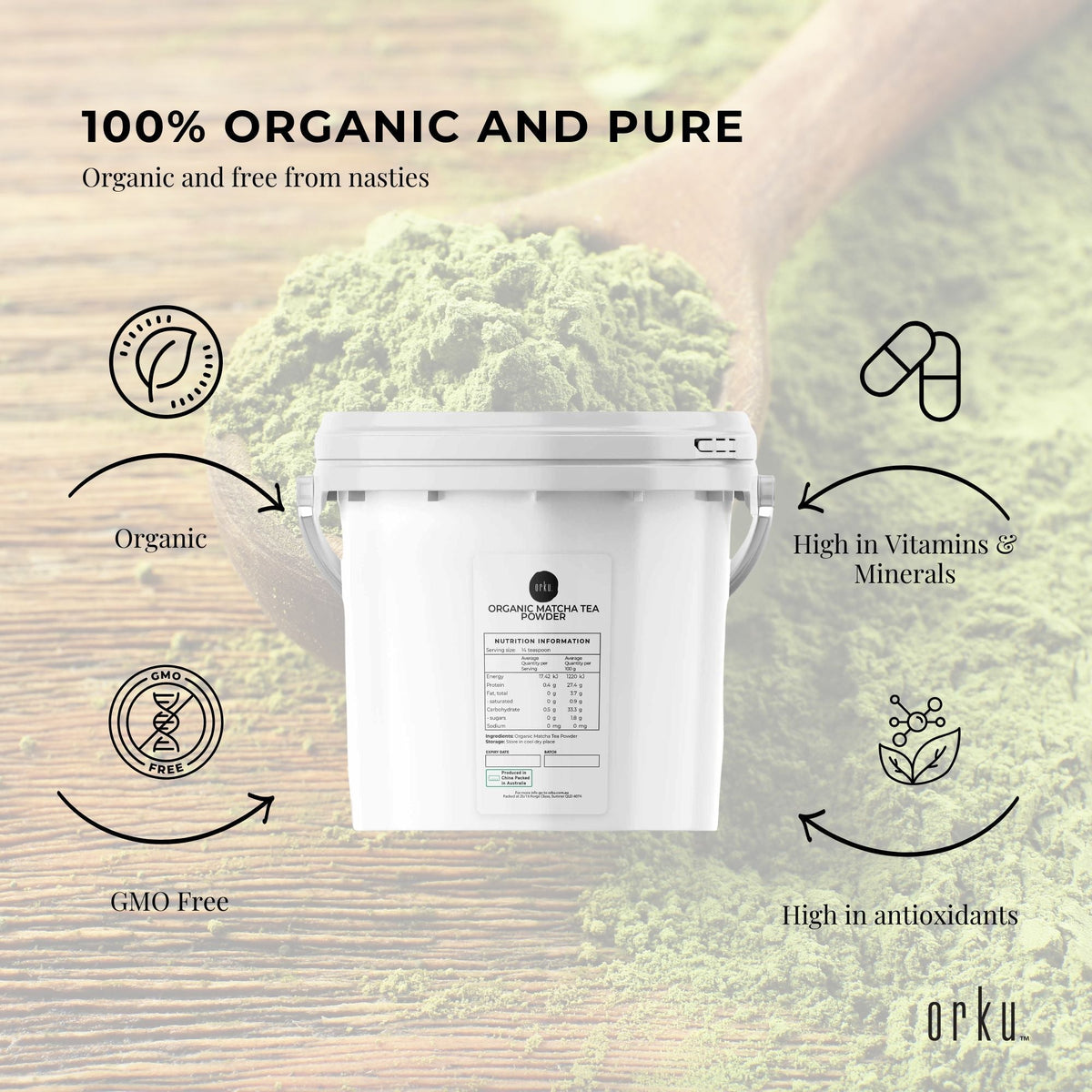 2.5Kg Organic Matcha Powder Tub Bucket Camellia Sinensis Green Tea Leaf V238-SUPDZ-39745952612432