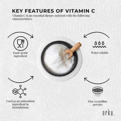 Orku 100g Vitamin C Powder Pure L-Ascorbic Acid - USP Grade Non-GMO V238-SUPDZ-39777781579856