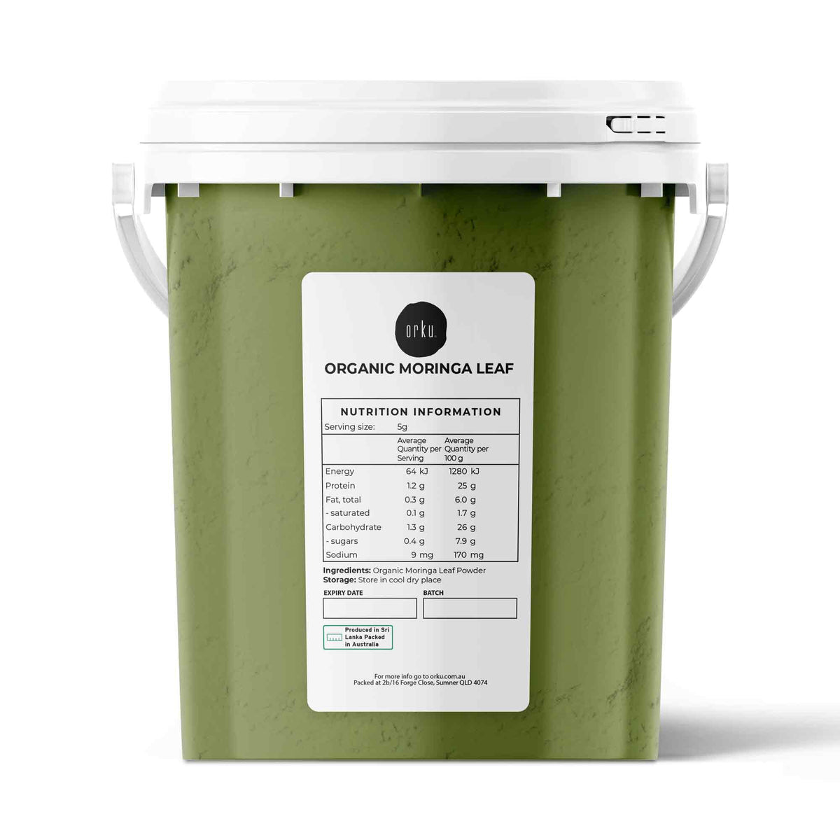 Orku 400g Organic Moringa Leaf Powder Tub - Food Grade Oleifera Drumstick Leaf V238-SUPDZ-39785383395408