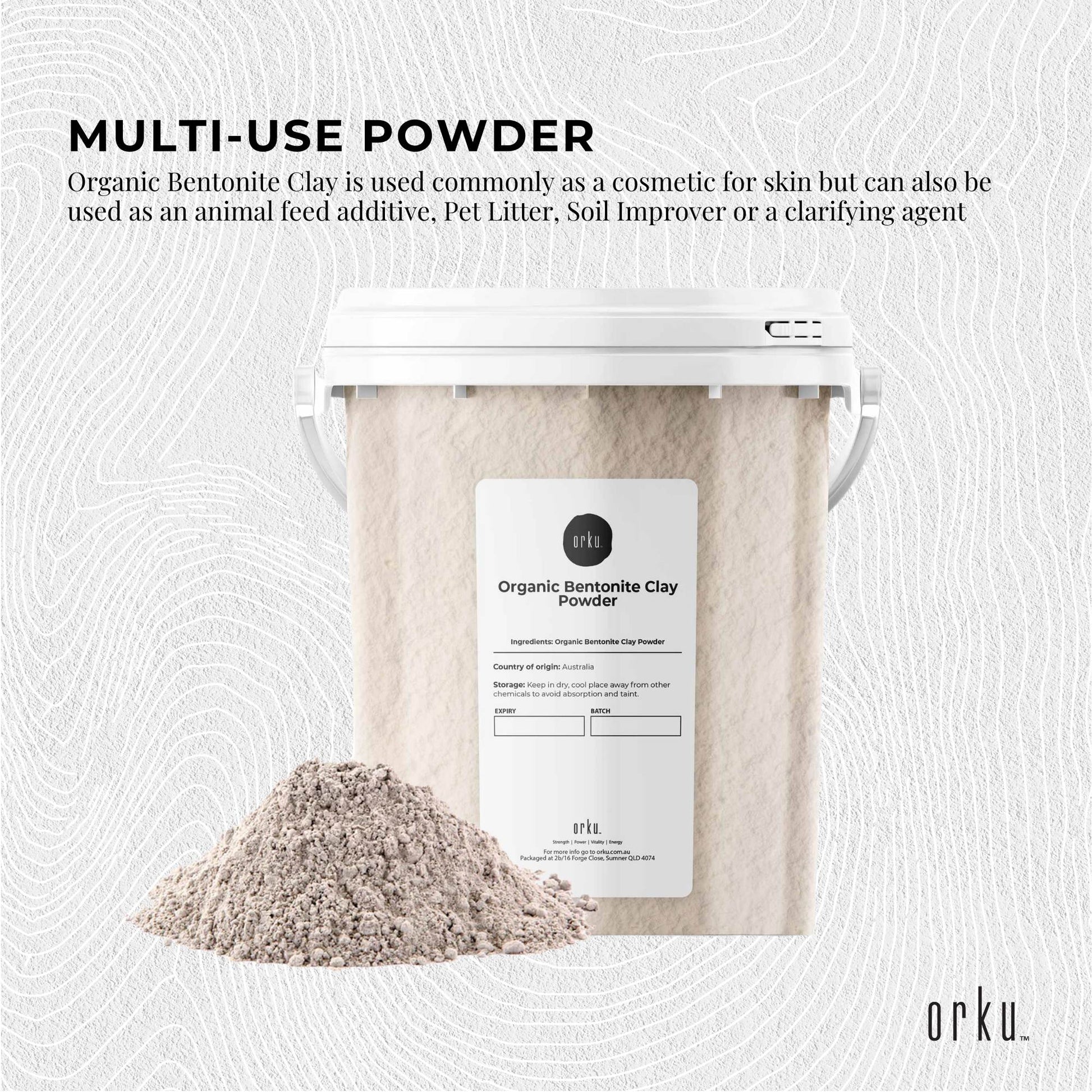 1.1Kg Organic Sodium Bentonite Clay Powder Tub Bucket - Cosmetic Montmorillonite V238-SUPDZ-39789170360400