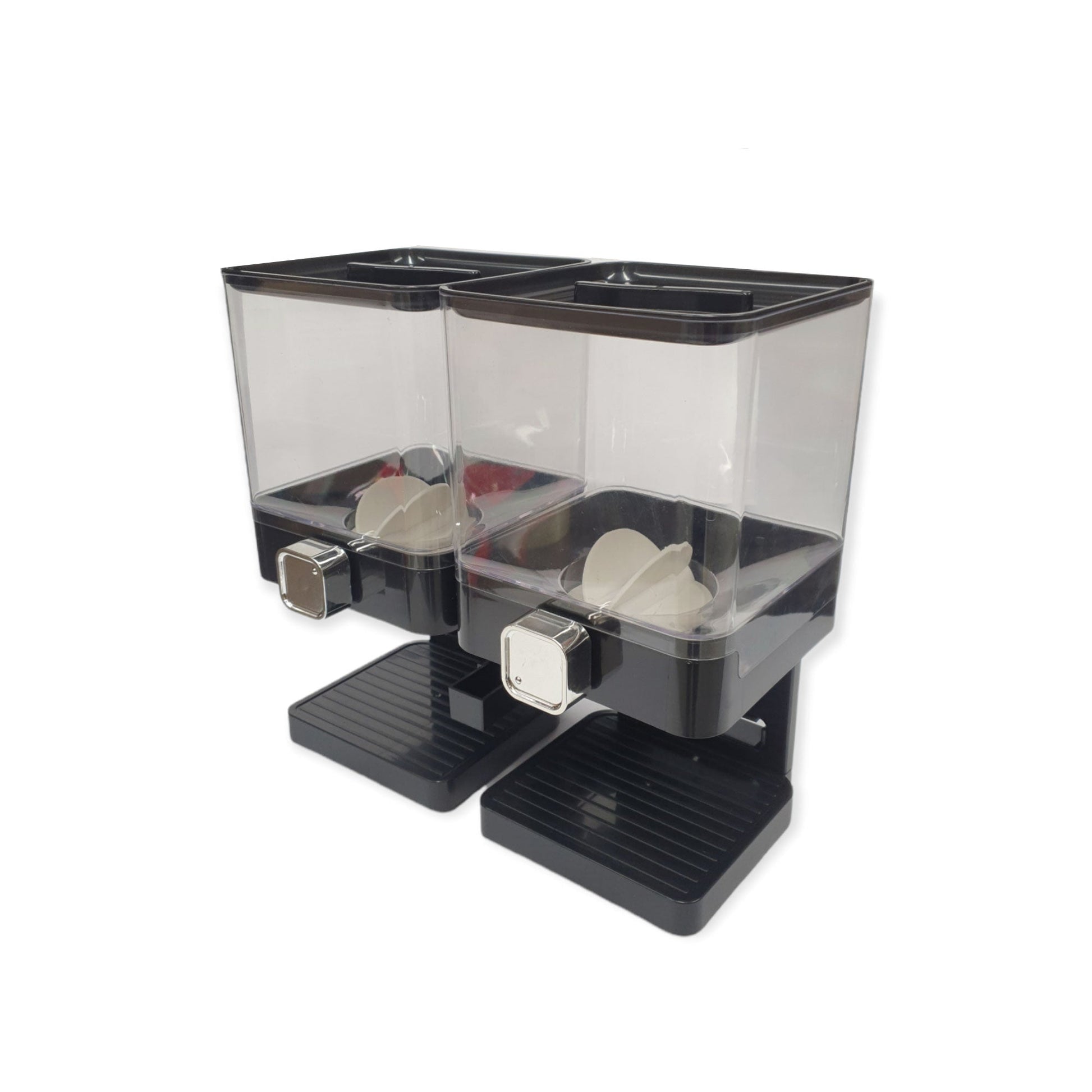 2 x 3.7L Double Cereal Dispenser Black - Square Rice Beans Countertop Storage V238-SUPDZ-39789726695504