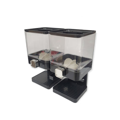 2 x 3.7L Double Cereal Dispenser Black - Square Rice Beans Countertop Storage V238-SUPDZ-39789726695504