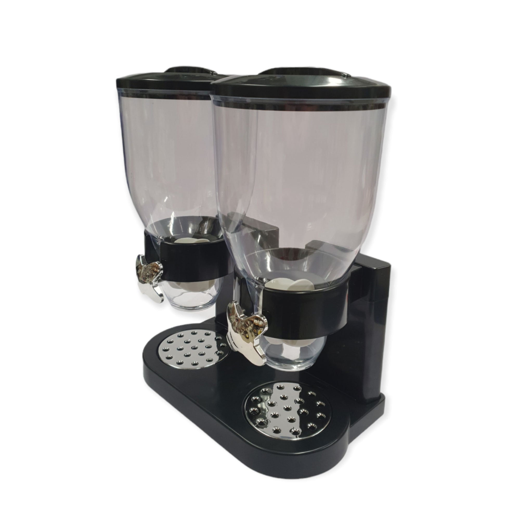 2 x 4L Double Cereal Dispenser Black - Round Rice Grains Countertop Storage V238-SUPDZ-39789730725968