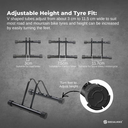Social Hike Single Bike Rack Stand - Floor or Wall Adjustable Width Bicycle Holder V238-SUPDZ-39809444184144
