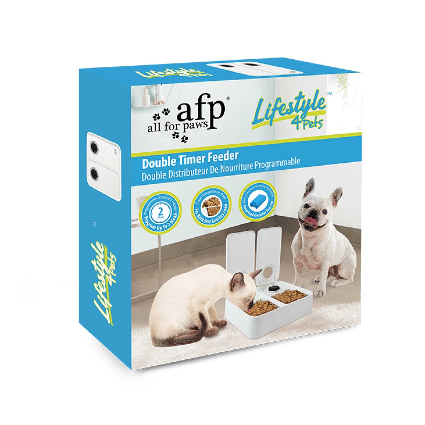 2x300ml Pet Double Timed Feeder - Dog Cat Puppy Kitten Mealtime Food Station V238-SUPDZ-39868820717648