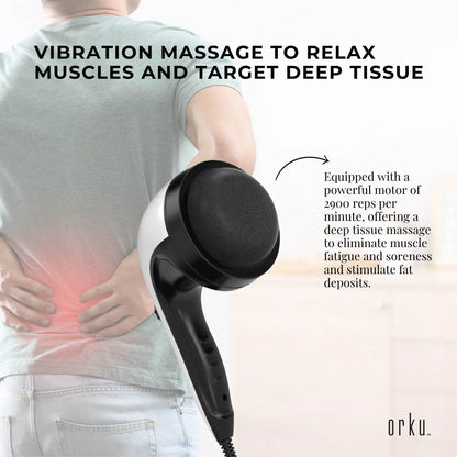 Orku Handheld Body Massager 4 Heads Adjustable Speed 28W Black V238-SUPDZ-39885947633744