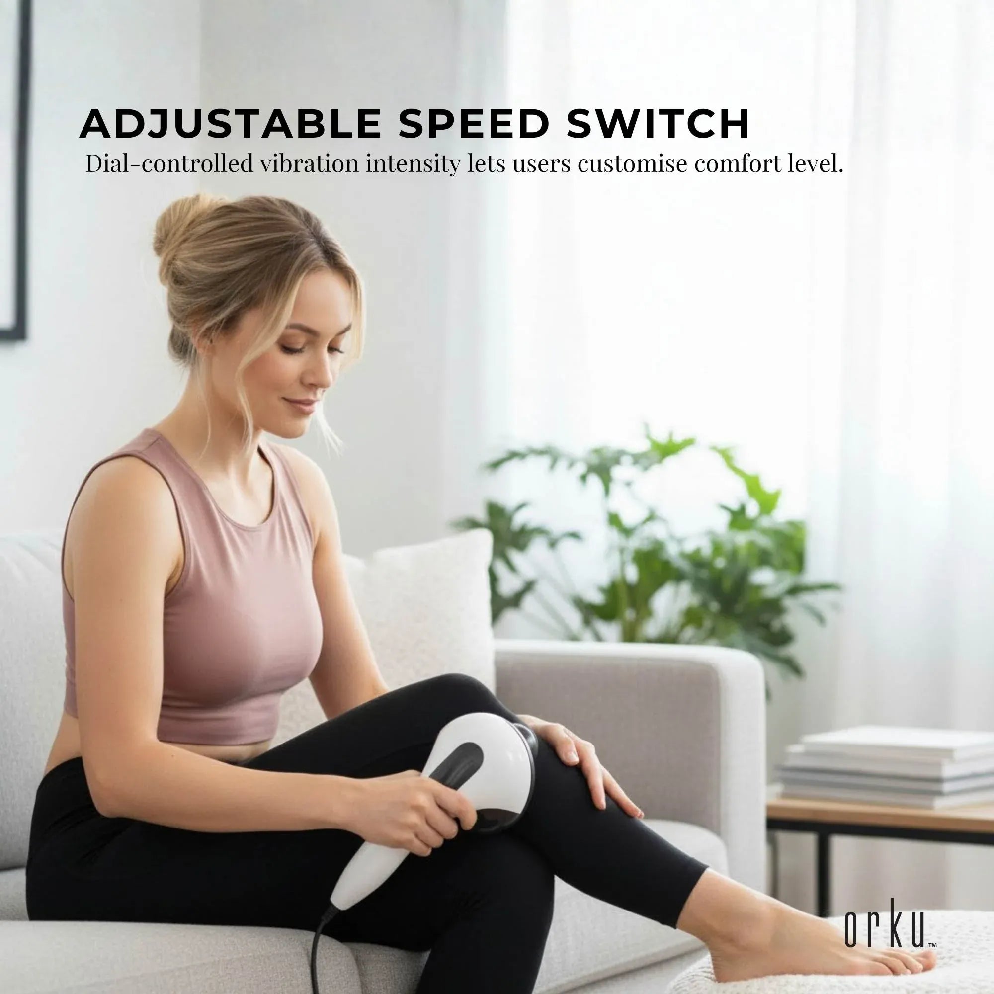 Orku Handheld Body Massager 4 Heads Adjustable Speed 28W Black V238-SUPDZ-39885947633744