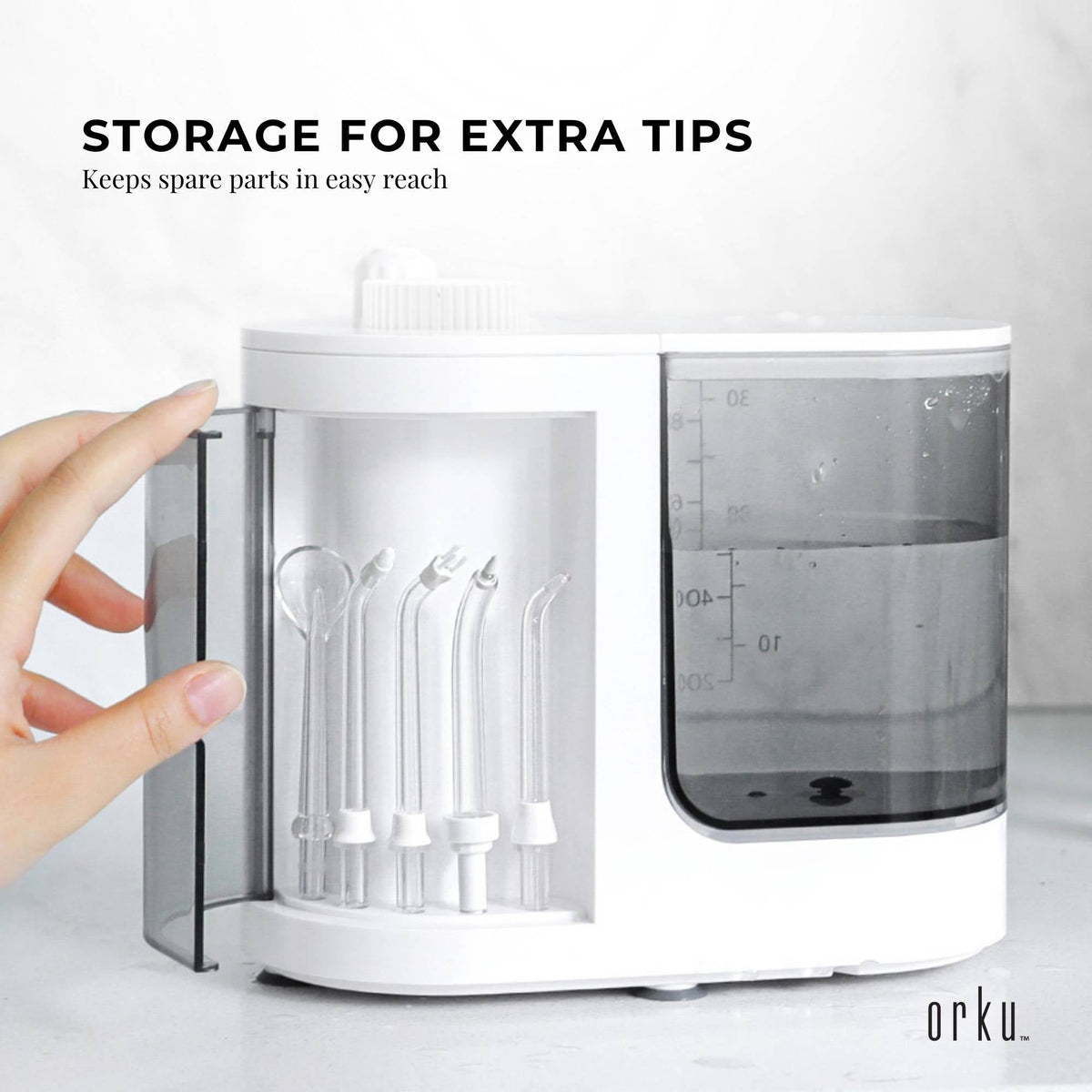 Orku 1000ml Water Flosser Electric Oral Irrigator - Adjustable Pressure White V238-SUPDZ-39913589735504