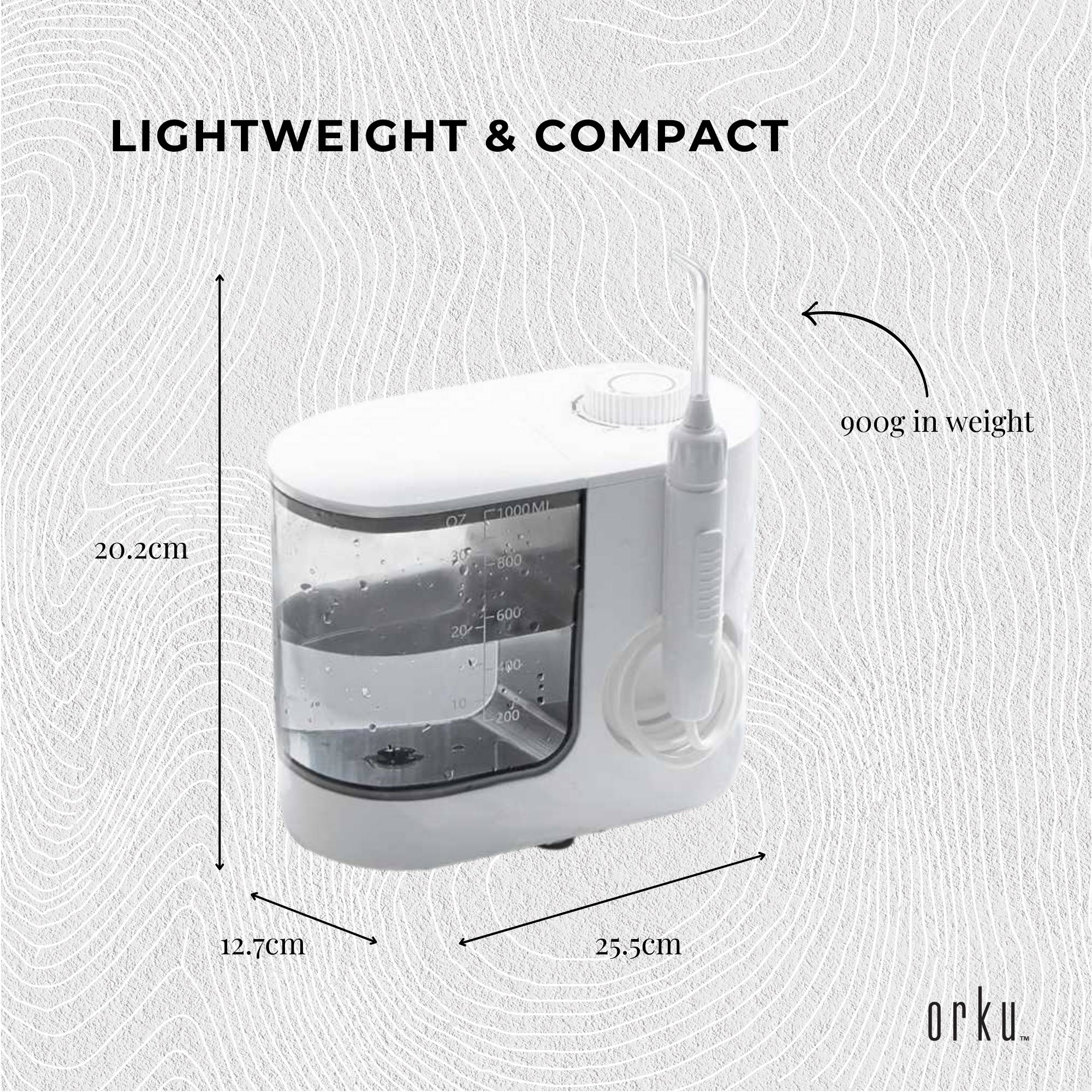 Orku 1000ml Water Flosser Electric Oral Irrigator - Adjustable Pressure White V238-SUPDZ-39913589735504