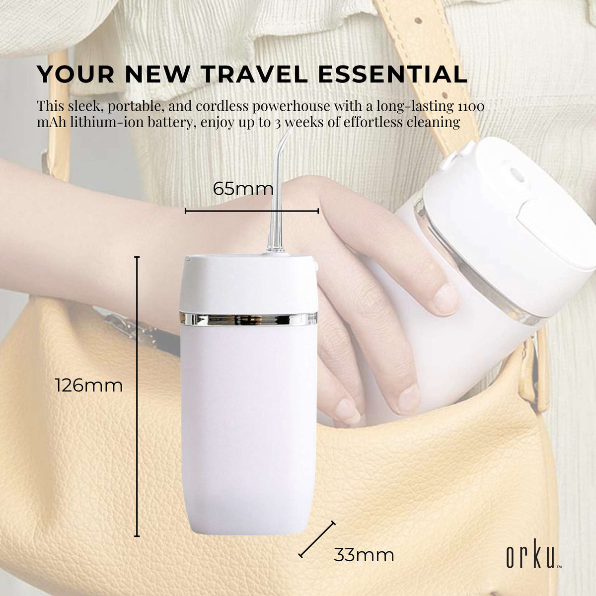 Mini Water Flosser Rechargeable Cordless Cleaner - Travel Oral Irrigator White V238-SUPDZ-39936989986896