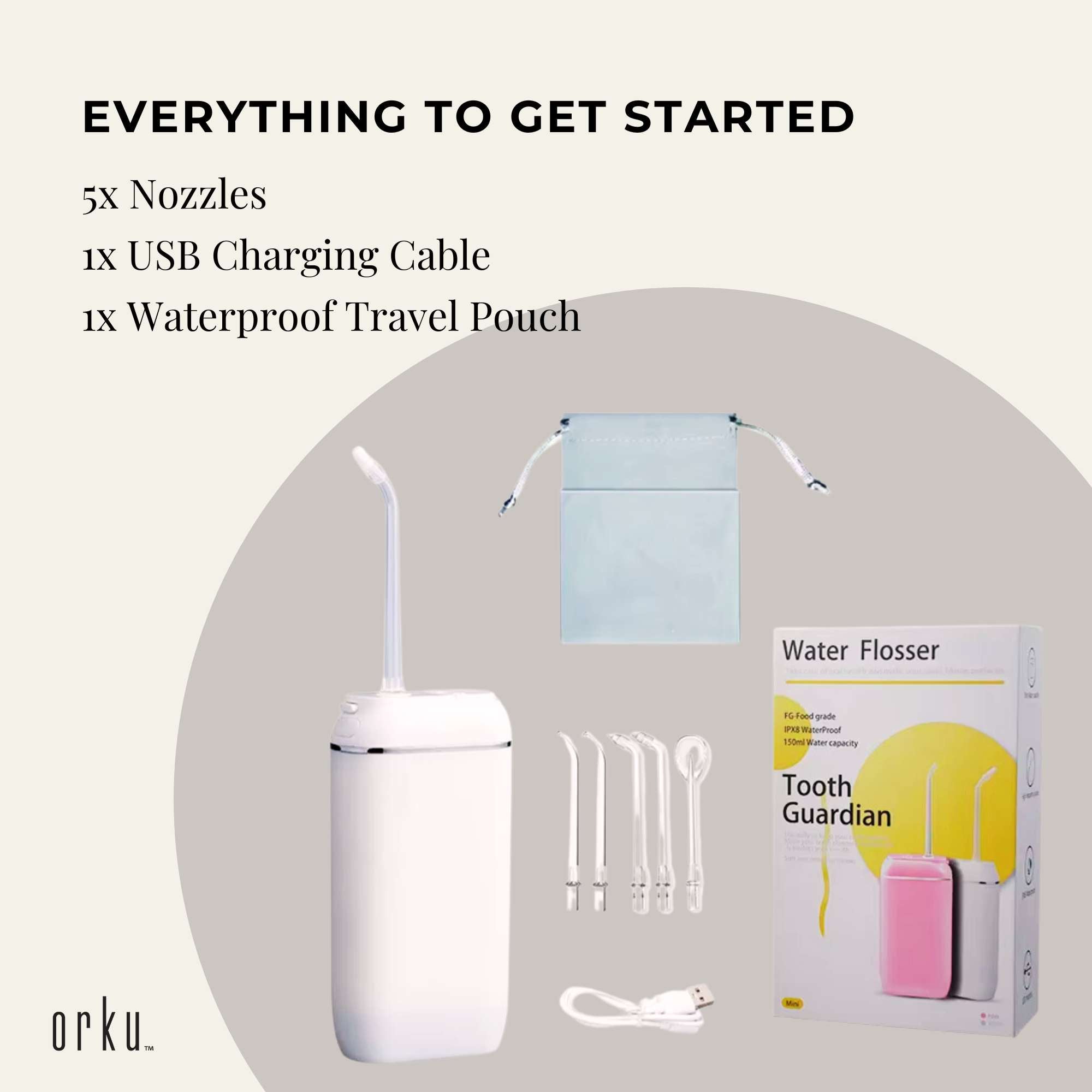 Mini Water Flosser Rechargeable Cordless Cleaner - Travel Oral Irrigator White V238-SUPDZ-39936989986896