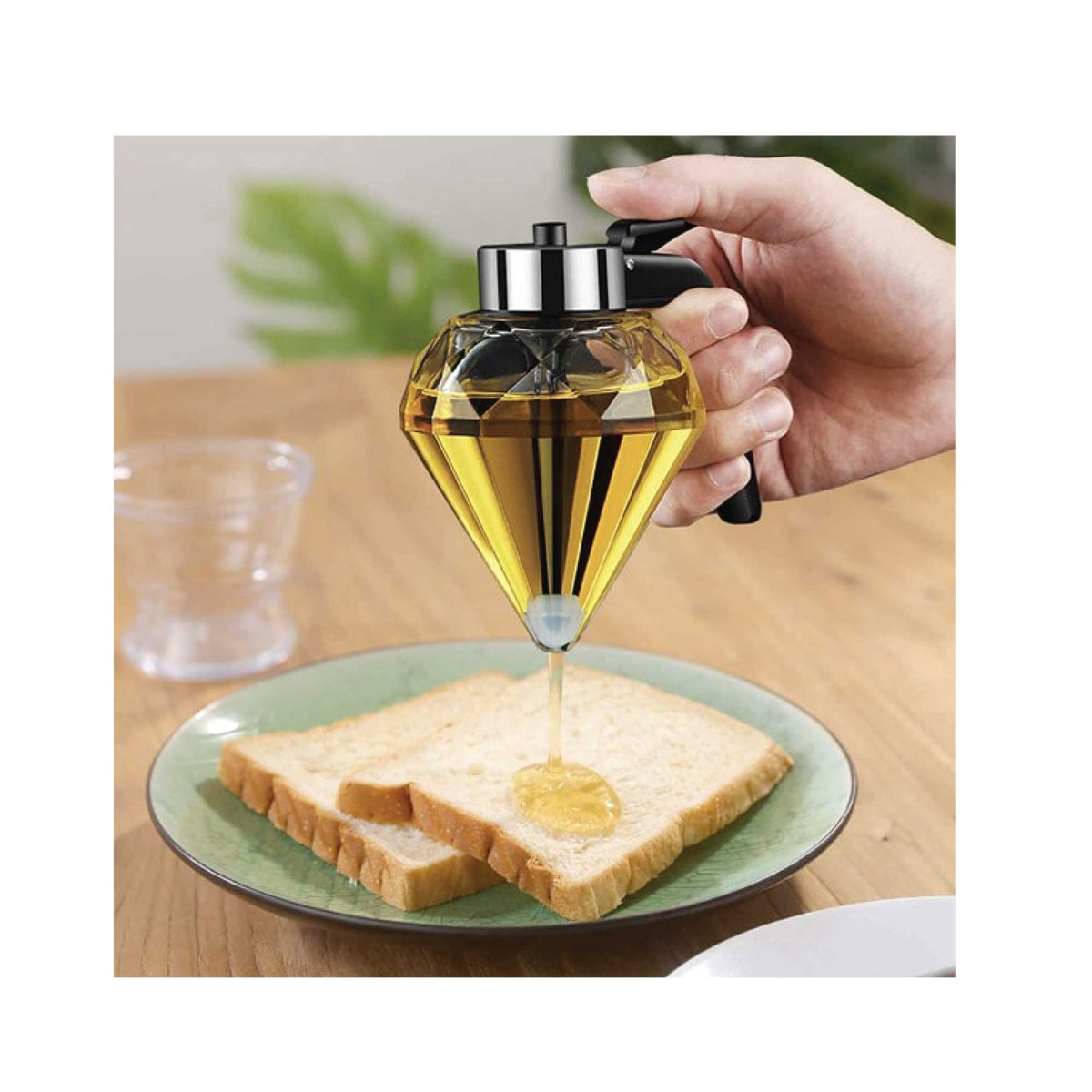 200ml Oil Honey Dispenser - Syrup Sauce Glass Pourer - Diamond Pot and Stand V238-SUPDZ-39950963802192