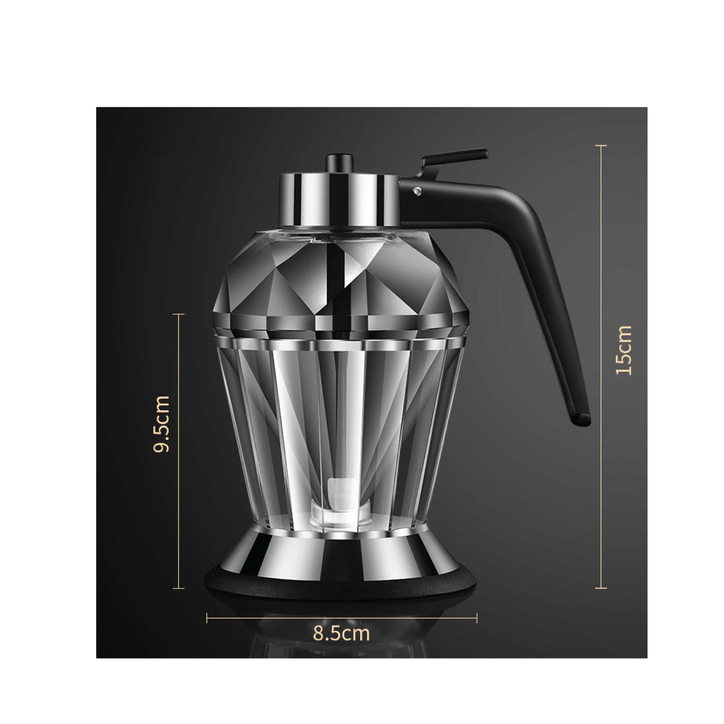 200ml Oil Honey Dispenser - Syrup Sauce Glass Pourer - Diamond Pot and Stand V238-SUPDZ-39950963802192