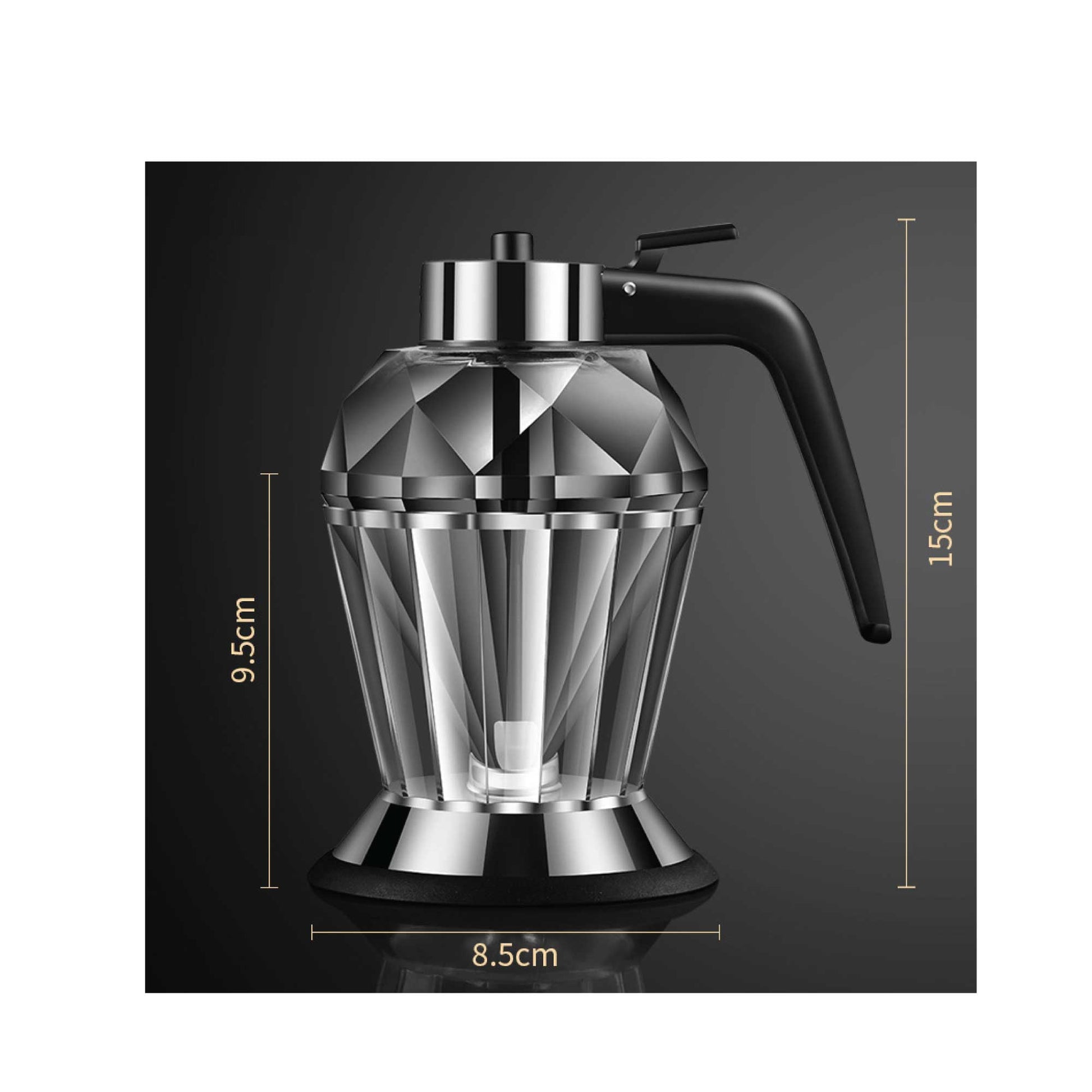 200ml Oil Honey Dispenser - Syrup Sauce Glass Pourer - Diamond Pot and Stand V238-SUPDZ-39950963802192
