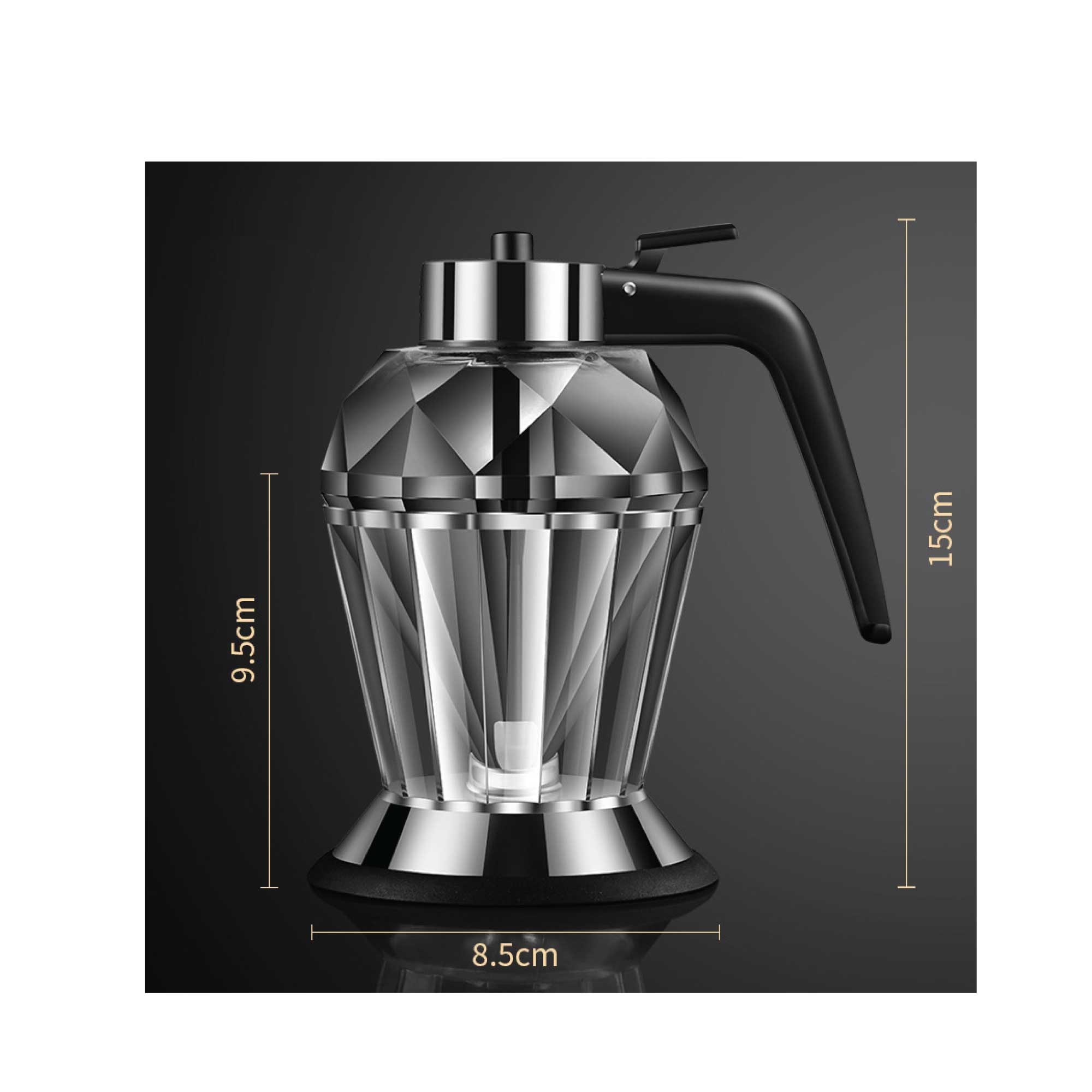 200ml Oil Honey Dispenser - Syrup Sauce Glass Pourer - Diamond Pot and Stand V238-SUPDZ-39950963802192