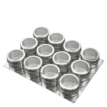 12 Magnetic Spice Jar Tins and Steel Plate - 150g Seasoning Storage Containers V238-SUPDZ-39963225227344