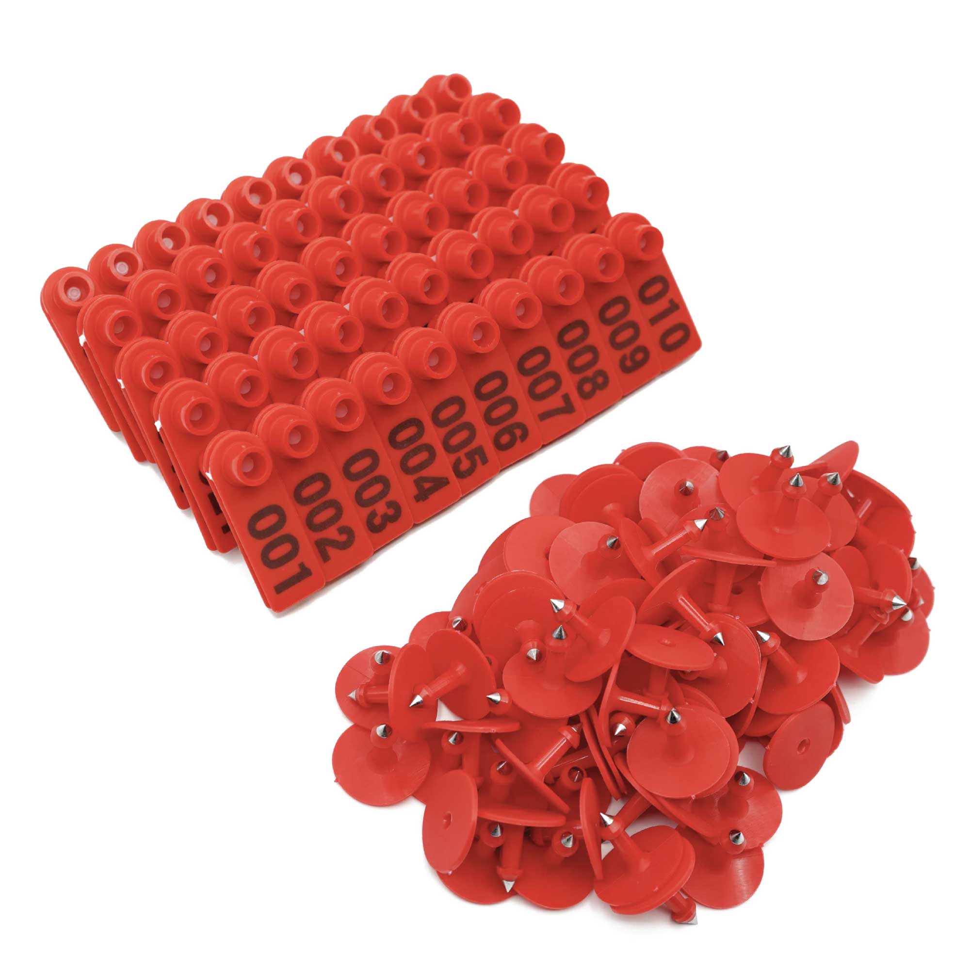 1-100 Cattle Number Ear Tag 5x2cm Set - Mini Red Cow Sheep Pig Livestock Label V238-SUPDZ-39973712756816