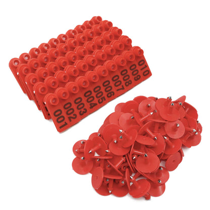 1-100 Cattle Number Ear Tag 5x2cm Set - Mini Red Cow Sheep Pig Livestock Label V238-SUPDZ-39973712756816