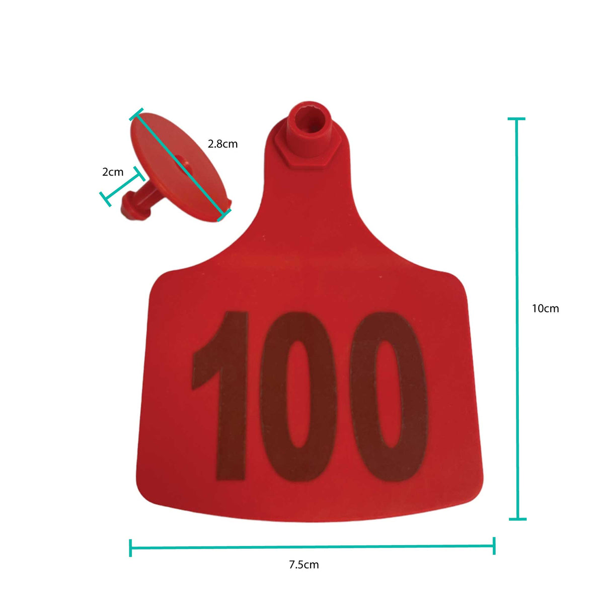 1-100 Cattle Number Ear Tags 7.5x10cm Set - XL Red Cow Sheep Livestock Labels V238-SUPDZ-39973721997392