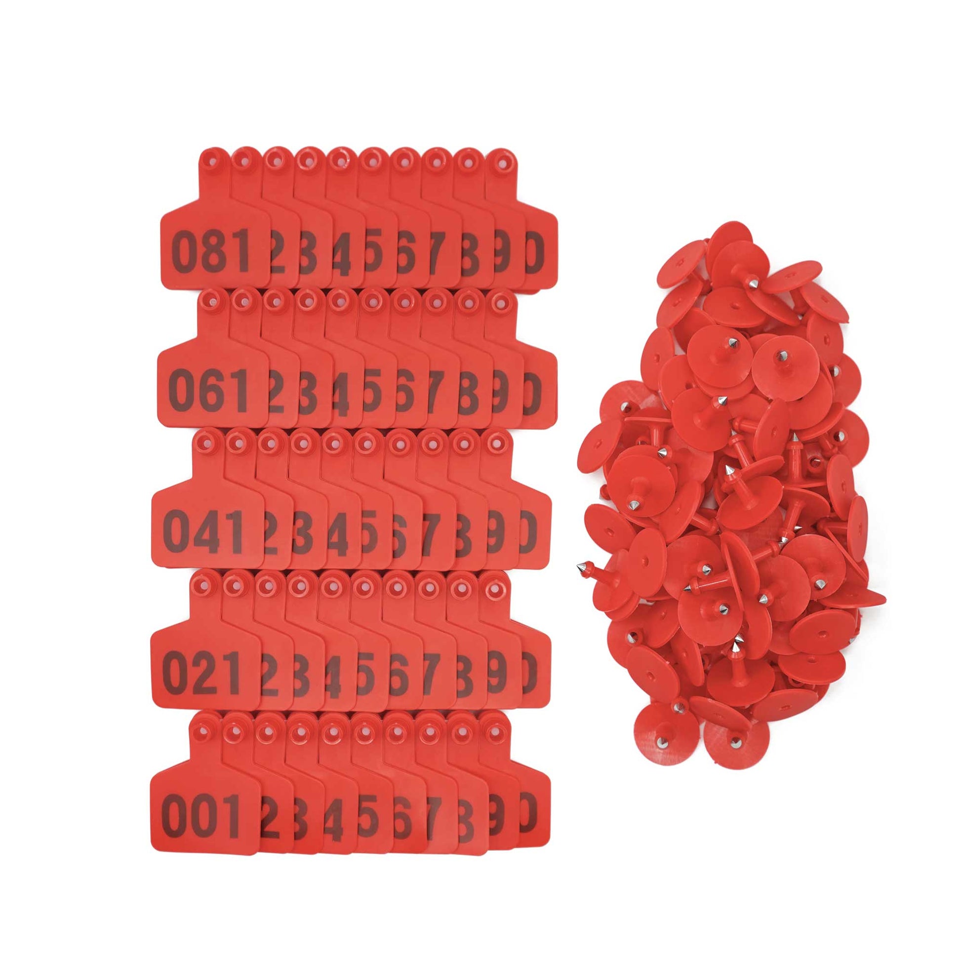 1-100 Cattle Number Ear Tags 5x4cm Set - Small Red Pig Goat Livestock Label V238-SUPDZ-39973726224464