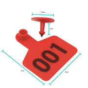 1-100 Cattle Number Ear Tags 5x4cm Set - Small Red Pig Goat Livestock Label V238-SUPDZ-39973726224464