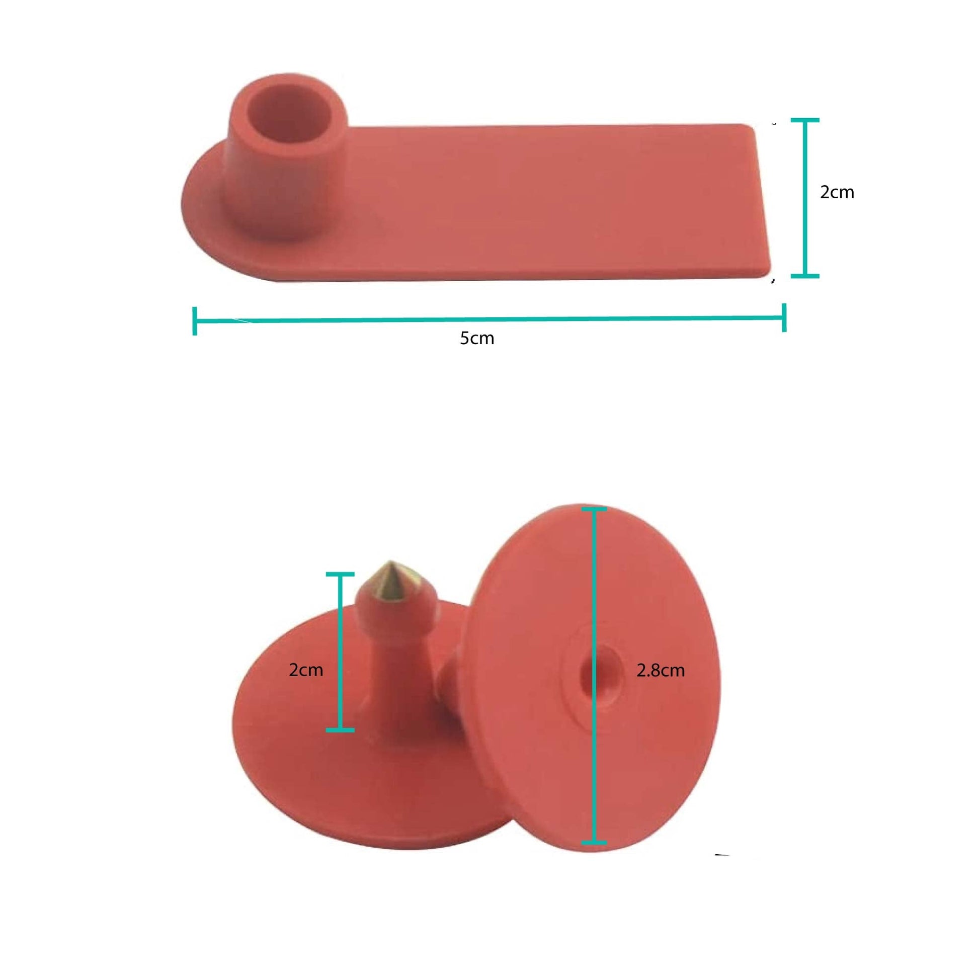 100x Cattle Ear Tags Set - 5x2cm Mini Red Blank Cow Pig Sheep Livestock Label V238-SUPDZ-39973732024400