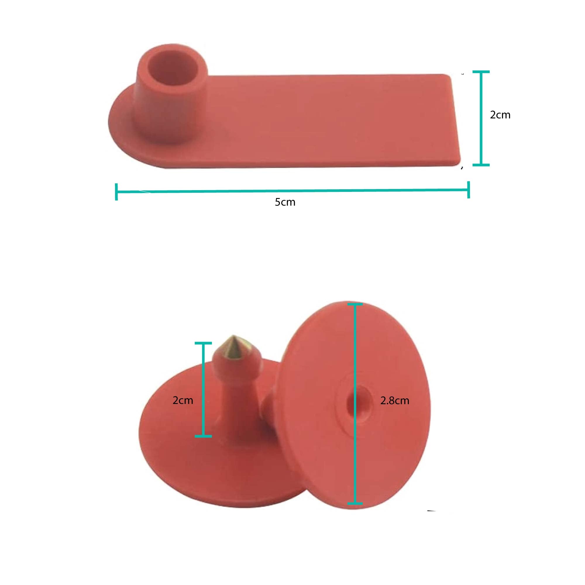 100x Cattle Ear Tags Set - 5x2cm Mini Red Blank Cow Pig Sheep Livestock Label V238-SUPDZ-39973732024400