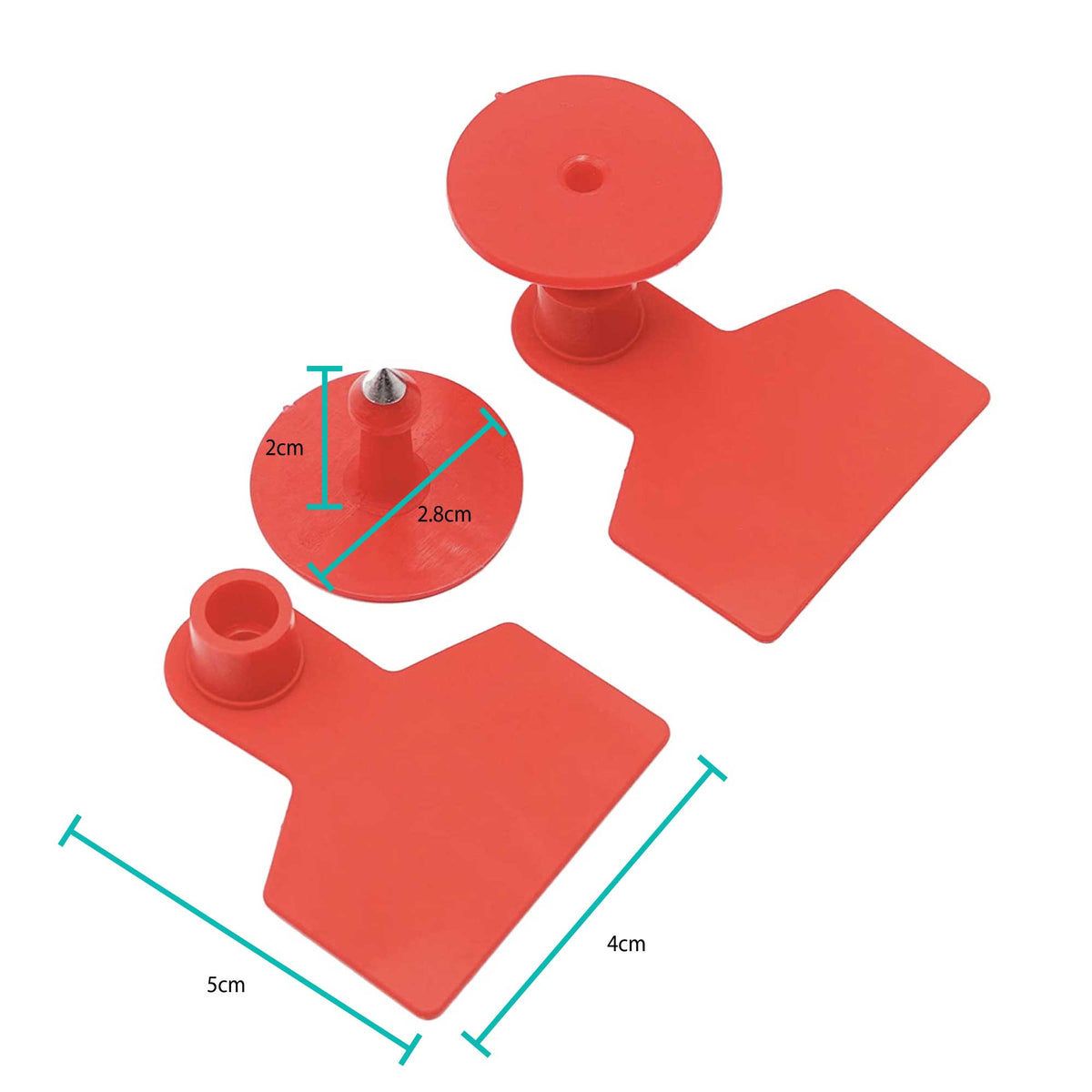 100x Cattle Ear Tags Set - 5x4cm Small Red Blank Cow Pig Sheep Livestock Label V238-SUPDZ-39973737037904