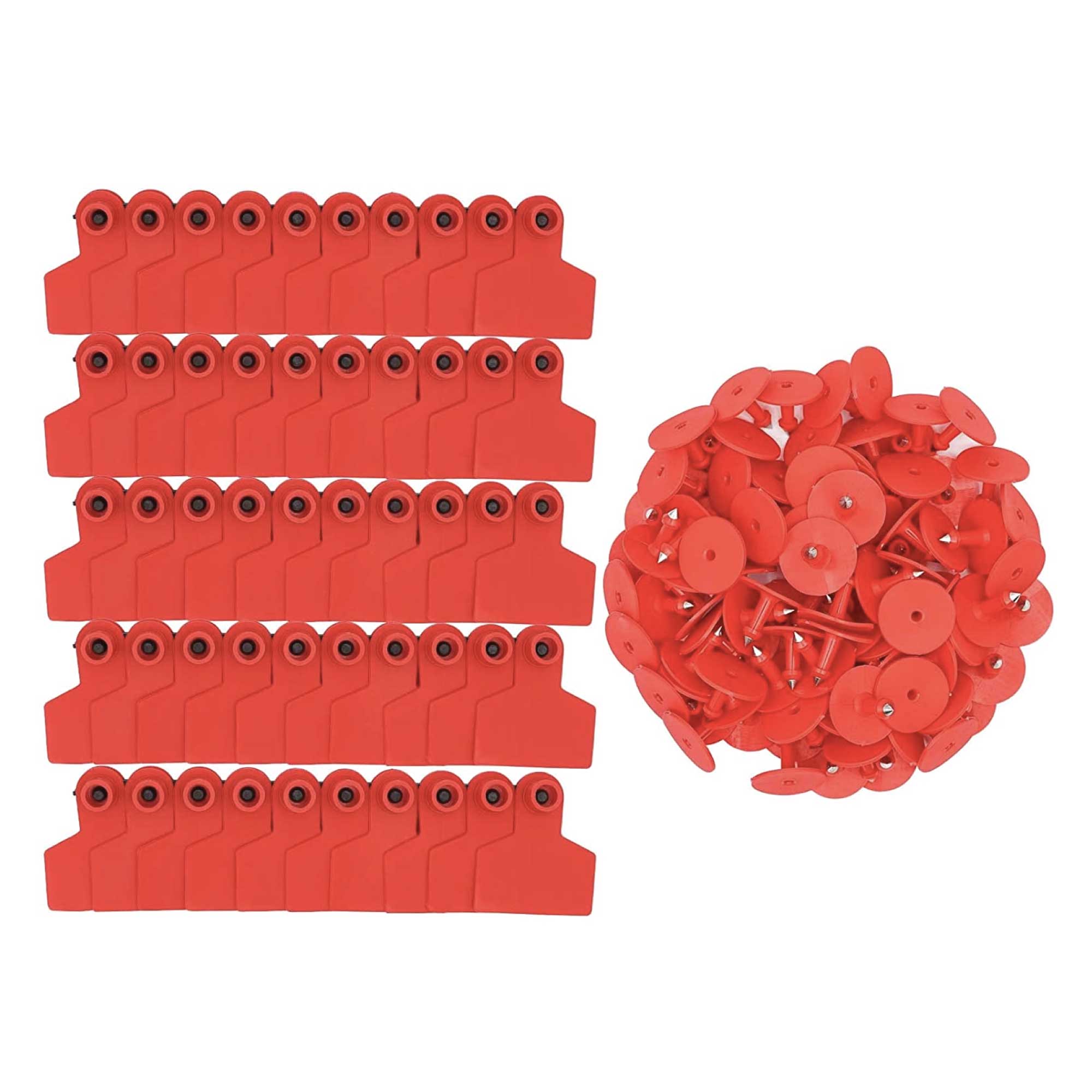 100x Cattle Ear Tags Set - 5x4cm Small Red Blank Cow Pig Sheep Livestock Label V238-SUPDZ-39973737037904