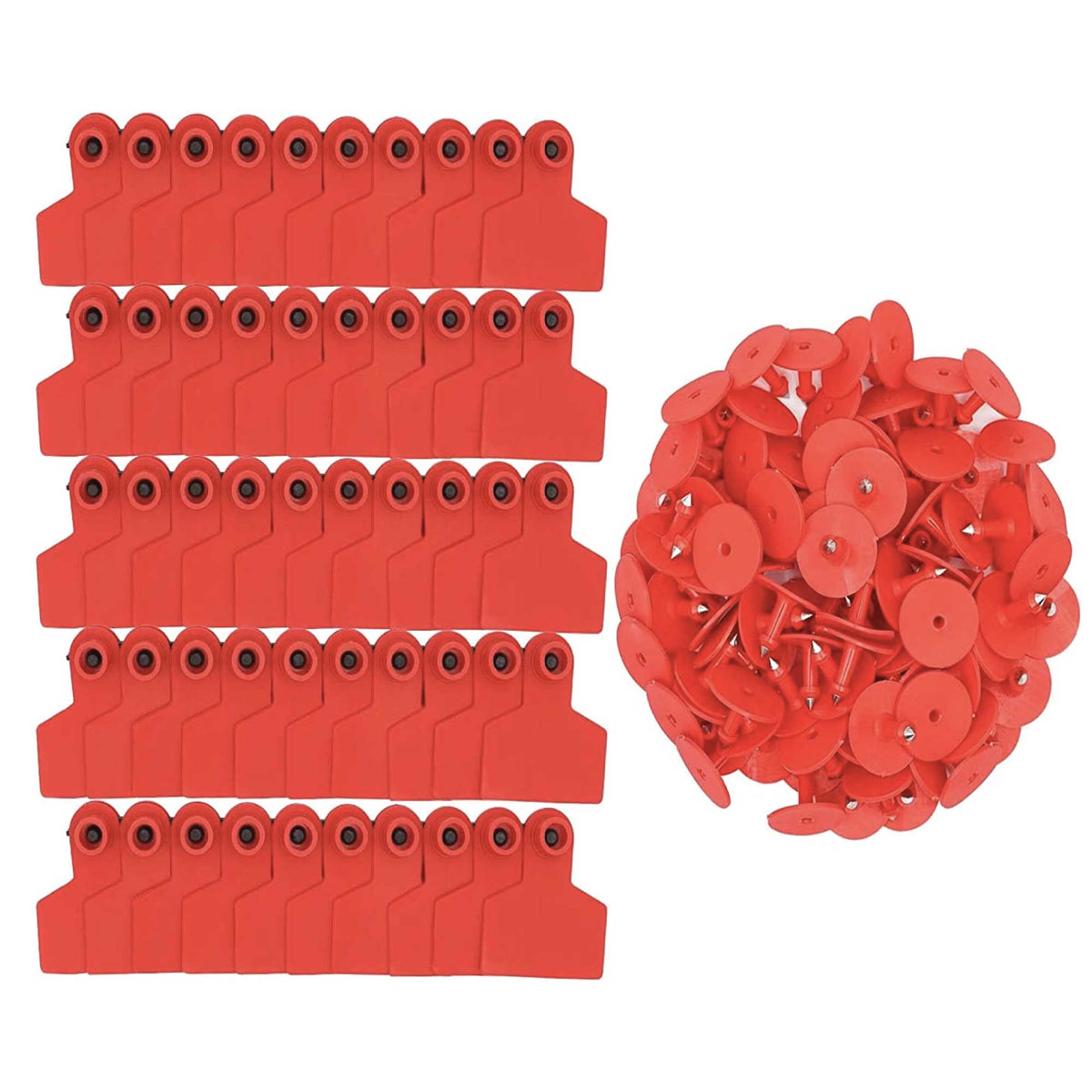 100x Cattle Ear Tags Set - 6x7cm Medium Red Blank Cow Pig Sheep Livestock Label V238-SUPDZ-39973737693264