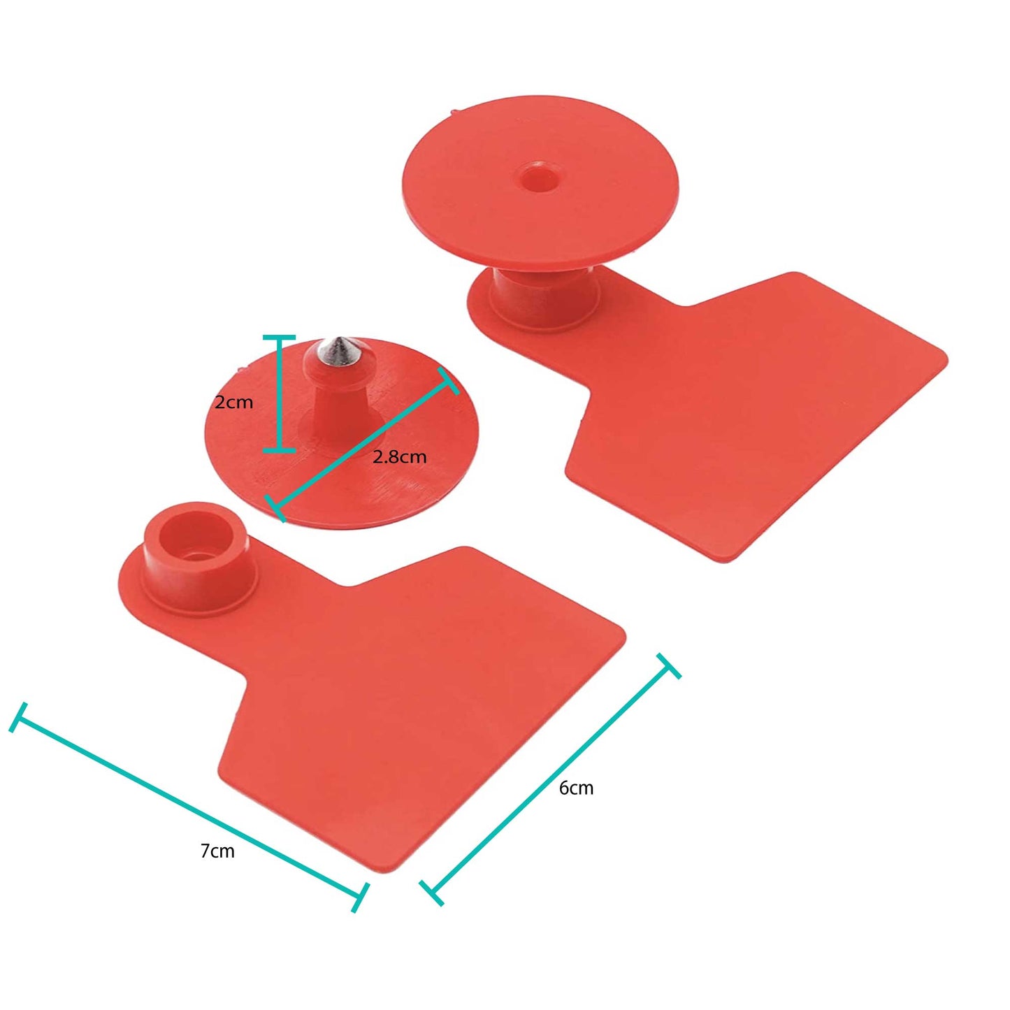 100x Cattle Ear Tags Set - 6x7cm Medium Red Blank Cow Pig Sheep Livestock Label V238-SUPDZ-39973737693264