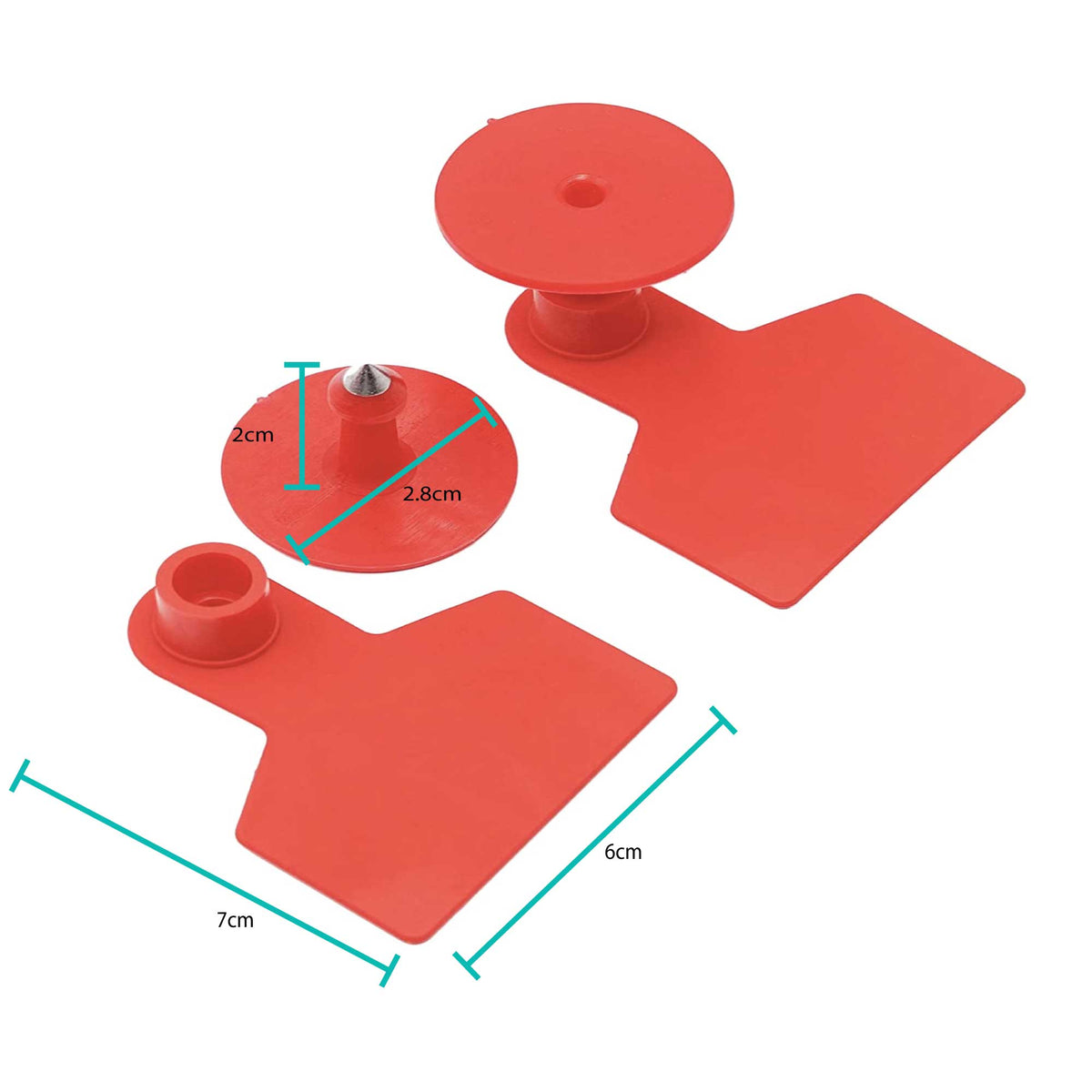 100x Cattle Ear Tags Set - 6x7cm Medium Red Blank Cow Pig Sheep Livestock Label V238-SUPDZ-39973737693264