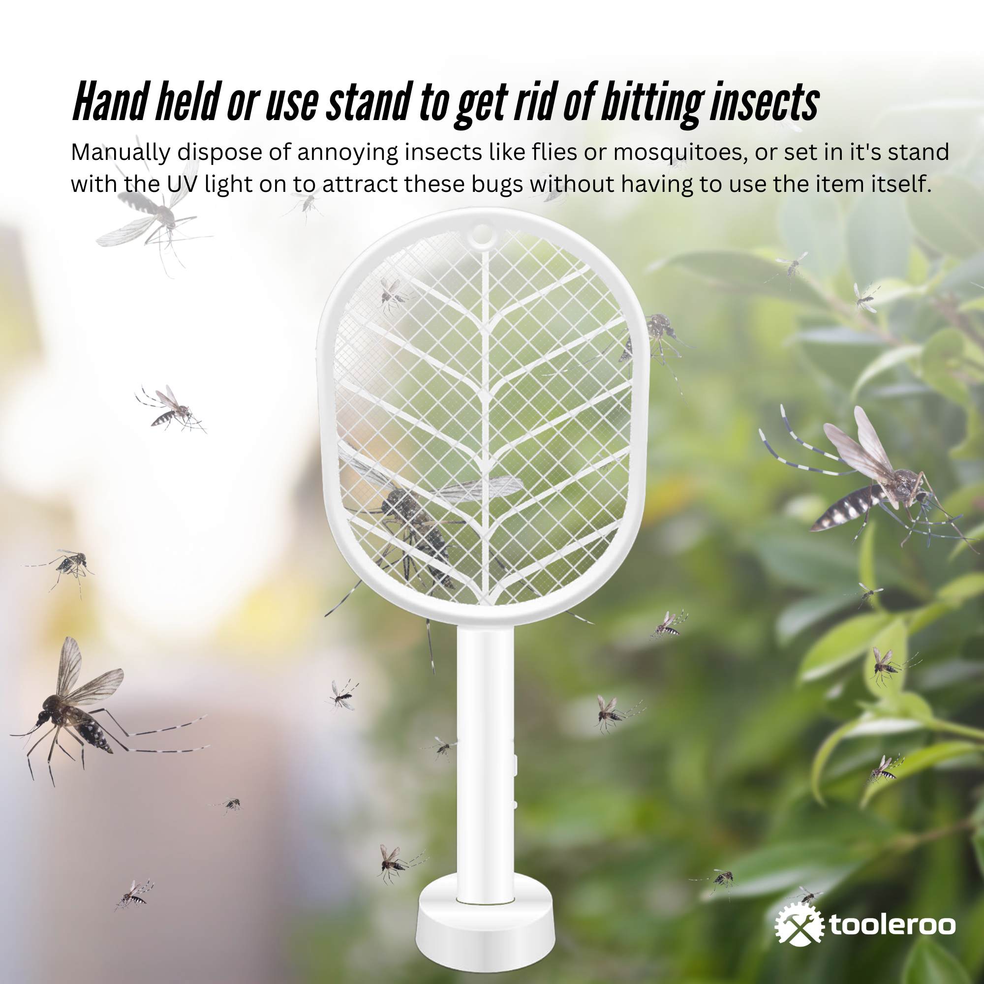 2 in 1 Rechargeable Mosquito Swatter - Electronic Fly Insect Bug Zapper Racket V238-SUPDZ-40003294494800