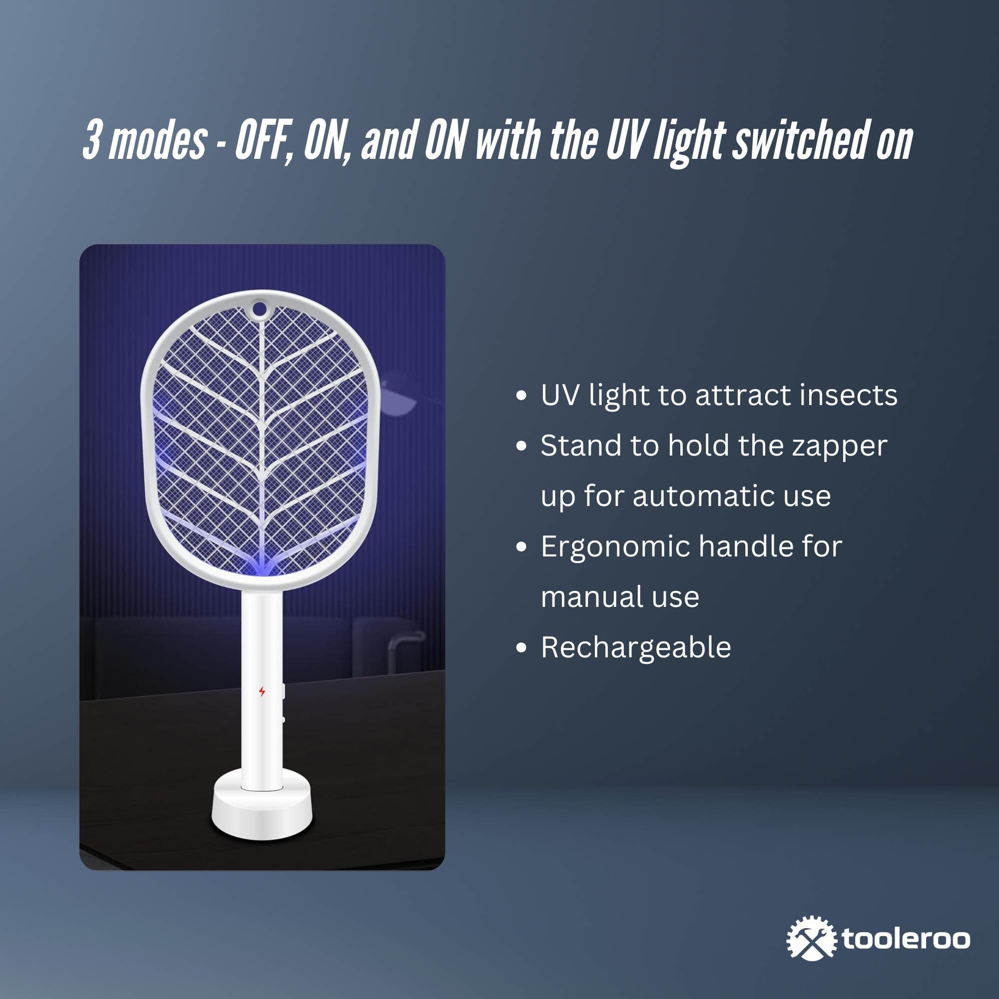 2 in 1 Rechargeable Mosquito Swatter - Electronic Fly Insect Bug Zapper Racket V238-SUPDZ-40003294494800
