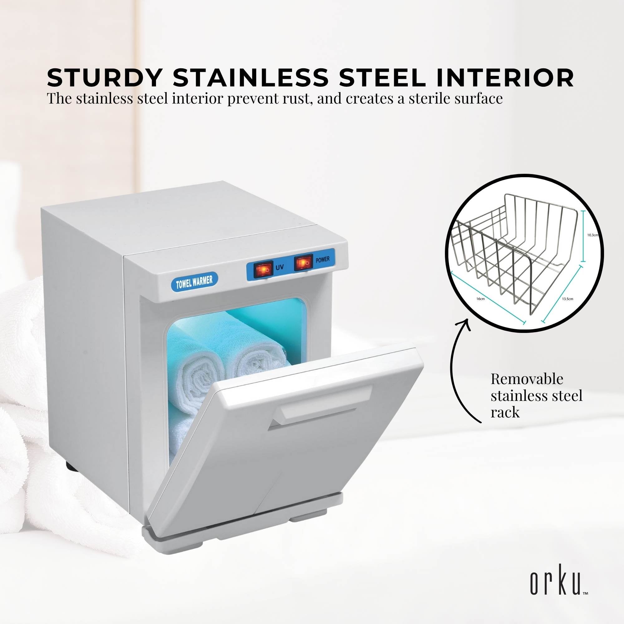 Orku 5L White Electric Hand Towel Warmer Mini UV Steriliser Cabinet Salon Heater V238-SUPDZ-40009100787792