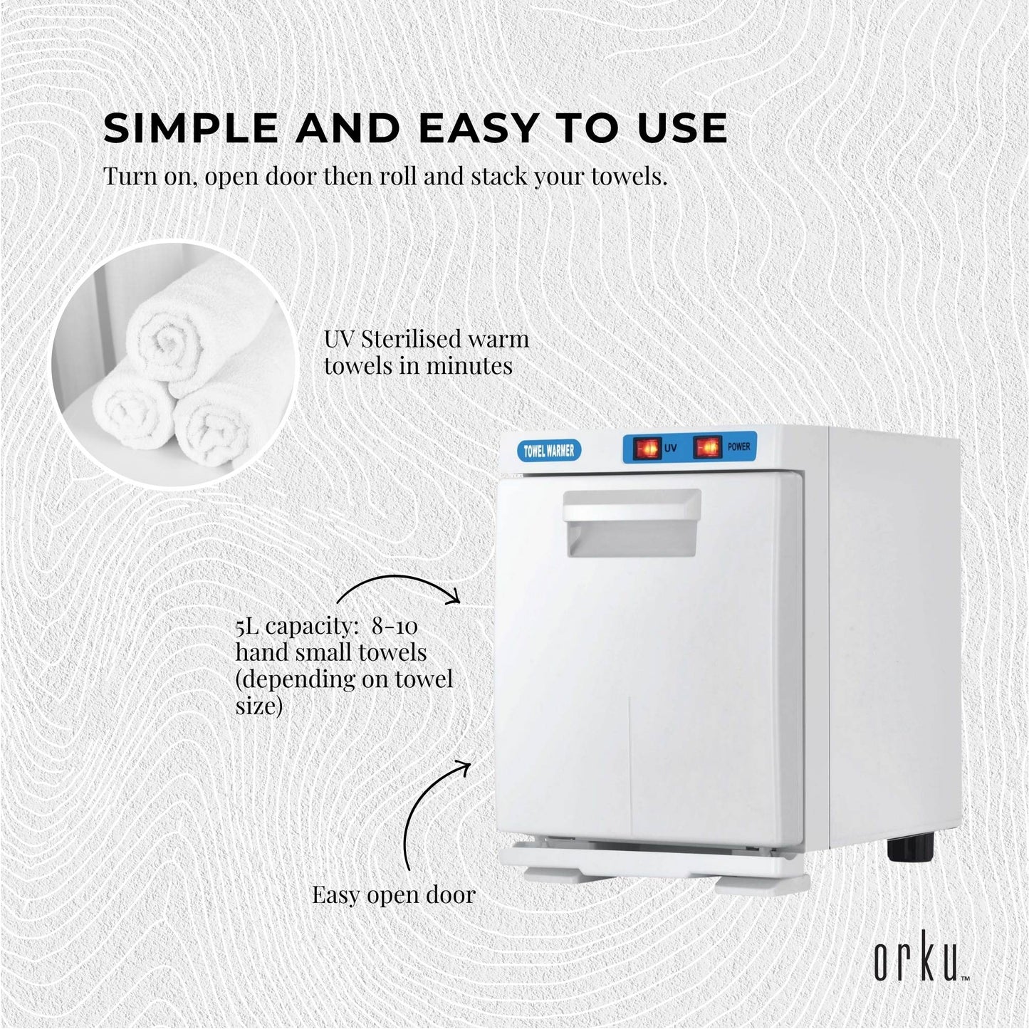 Orku 5L White Electric Hand Towel Warmer Mini UV Steriliser Cabinet Salon Heater V238-SUPDZ-40009100787792