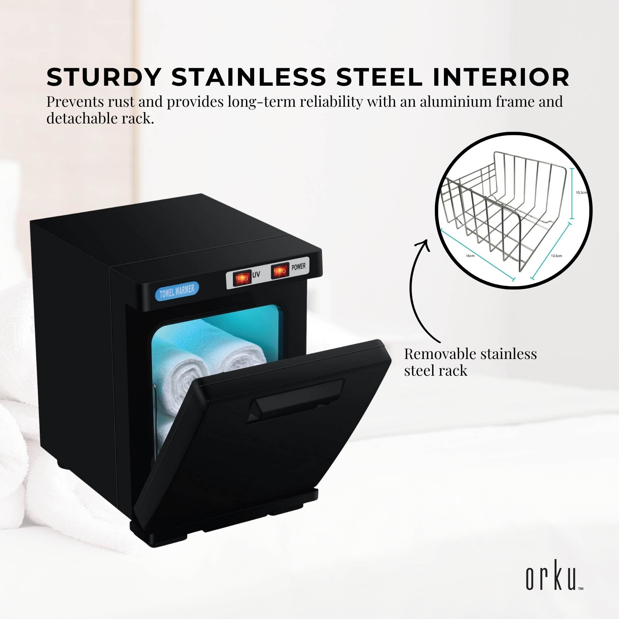 Orku 5L Black Electric Hand Towel Warmer Mini UV Steriliser Cabinet Salon Heater V238-SUPDZ-40009125757008