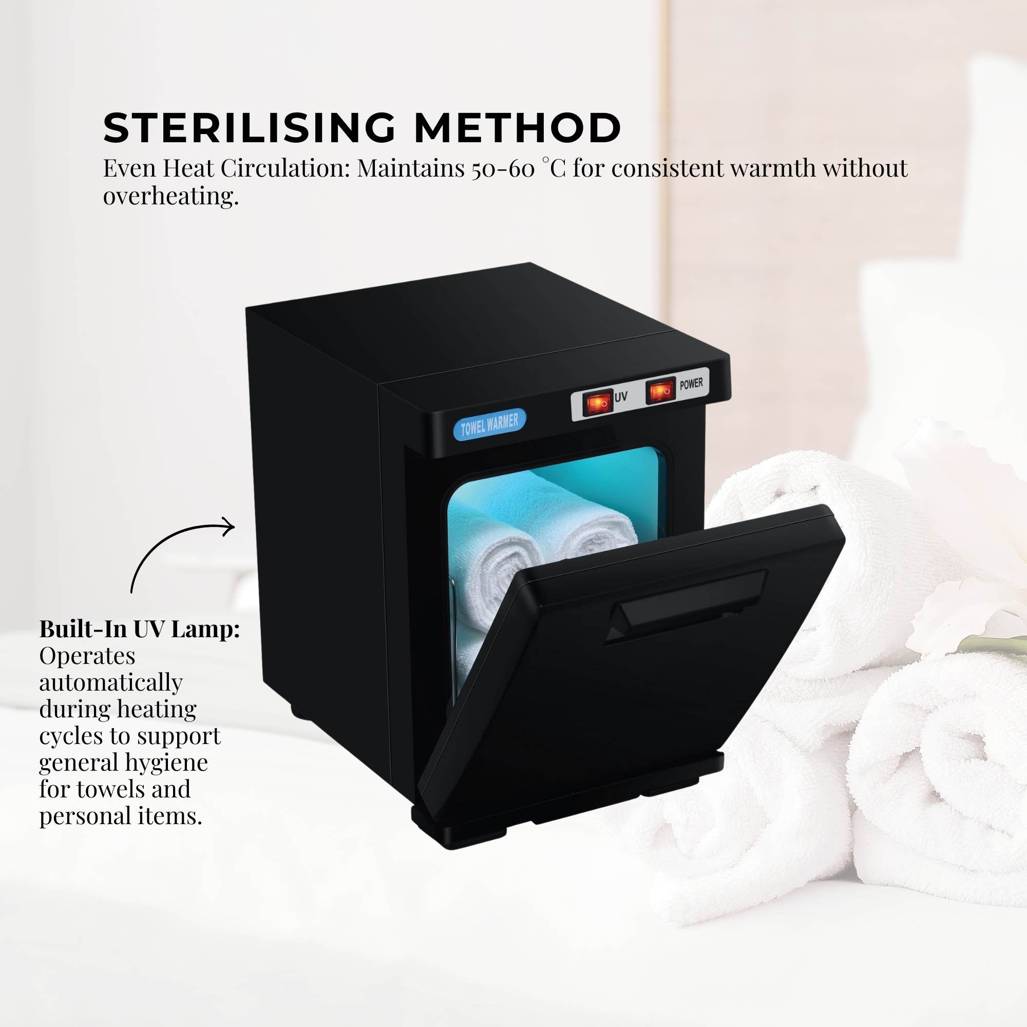 Orku 5L Black Electric Hand Towel Warmer Mini UV Steriliser Cabinet Salon Heater V238-SUPDZ-40009125757008