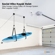 Social Hike Kayak Hoist - 34kg Garage Ceiling Pulley Lift for Kayak Bike Storage V238-SUPDZ-40020308590672