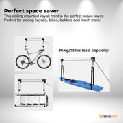 Social Hike Kayak Hoist - 34kg Garage Ceiling Pulley Lift for Kayak Bike Storage V238-SUPDZ-40020308590672