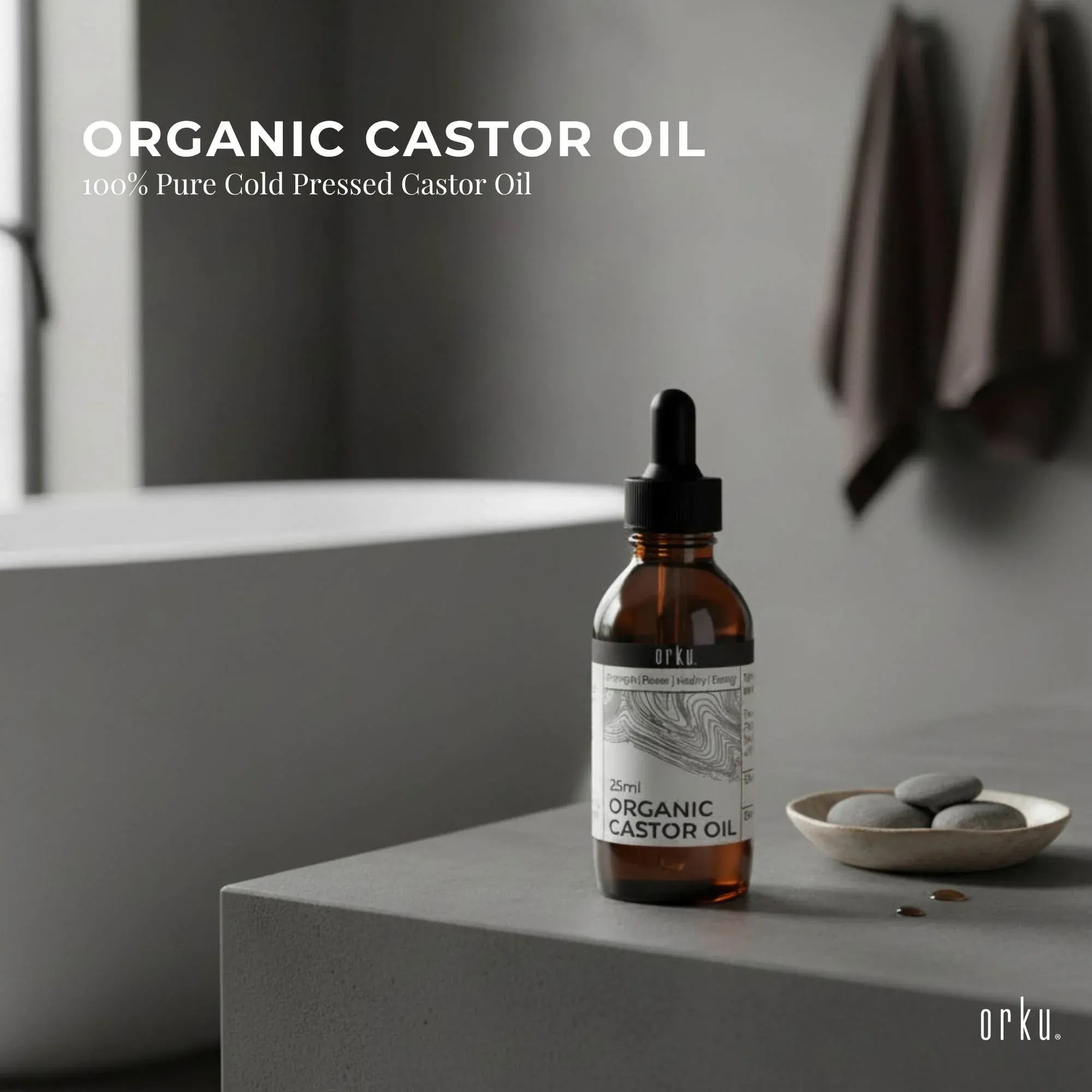Orku 25ml Organic Castor Oil + Dropper - Hexane Free Cold Pressed V238-SUPDZ-40037323309136