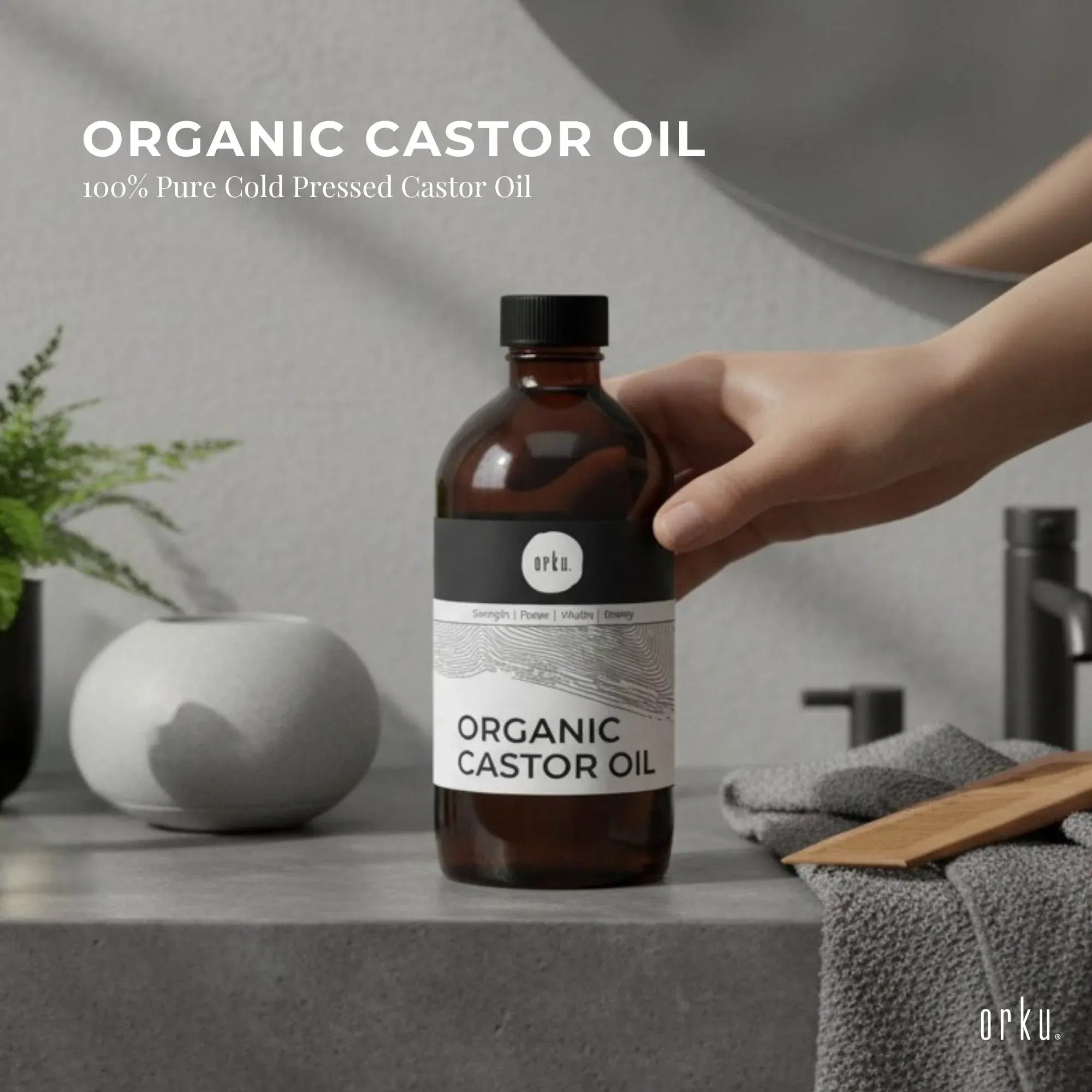 Orku 100ml Organic Castor Oil - Hexane Free Cold Pressed V238-SUPDZ-40037330026576