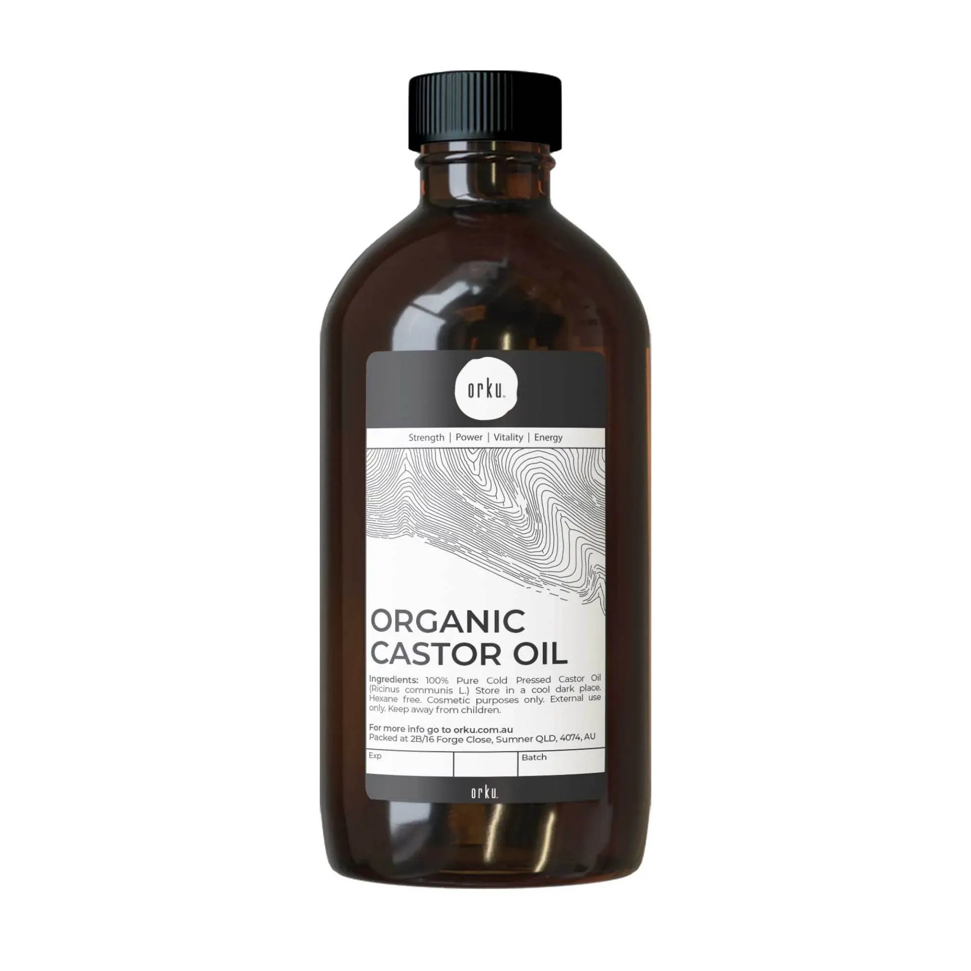 Orku 500ml Organic Castor Oil - Hexane Free Cold Pressed V238-SUPDZ-40037334614096
