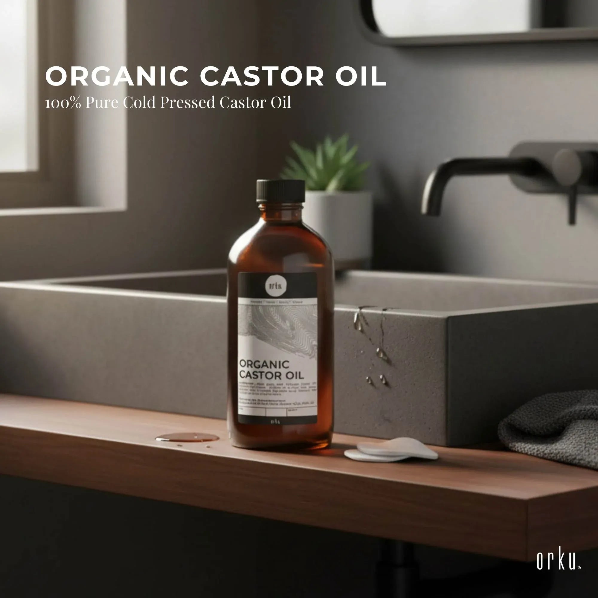 Orku 1L Organic Castor Oil - Hexane Free Cold Pressed V238-SUPDZ-40037334679632