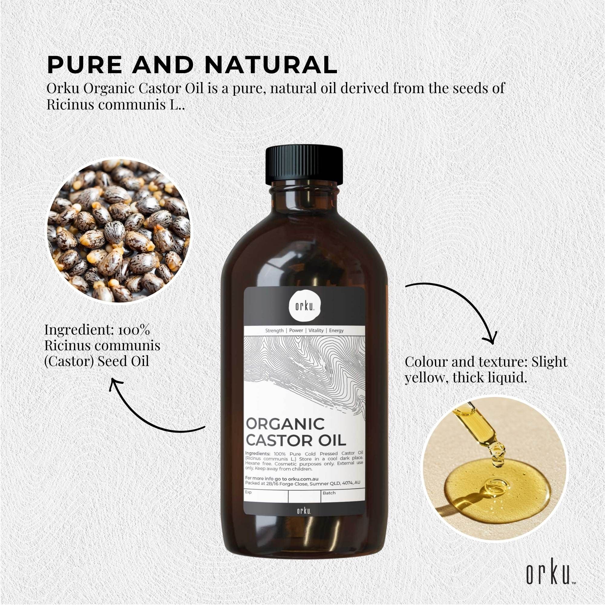 Orku 1L Organic Castor Oil - Hexane Free Cold Pressed V238-SUPDZ-40037334679632