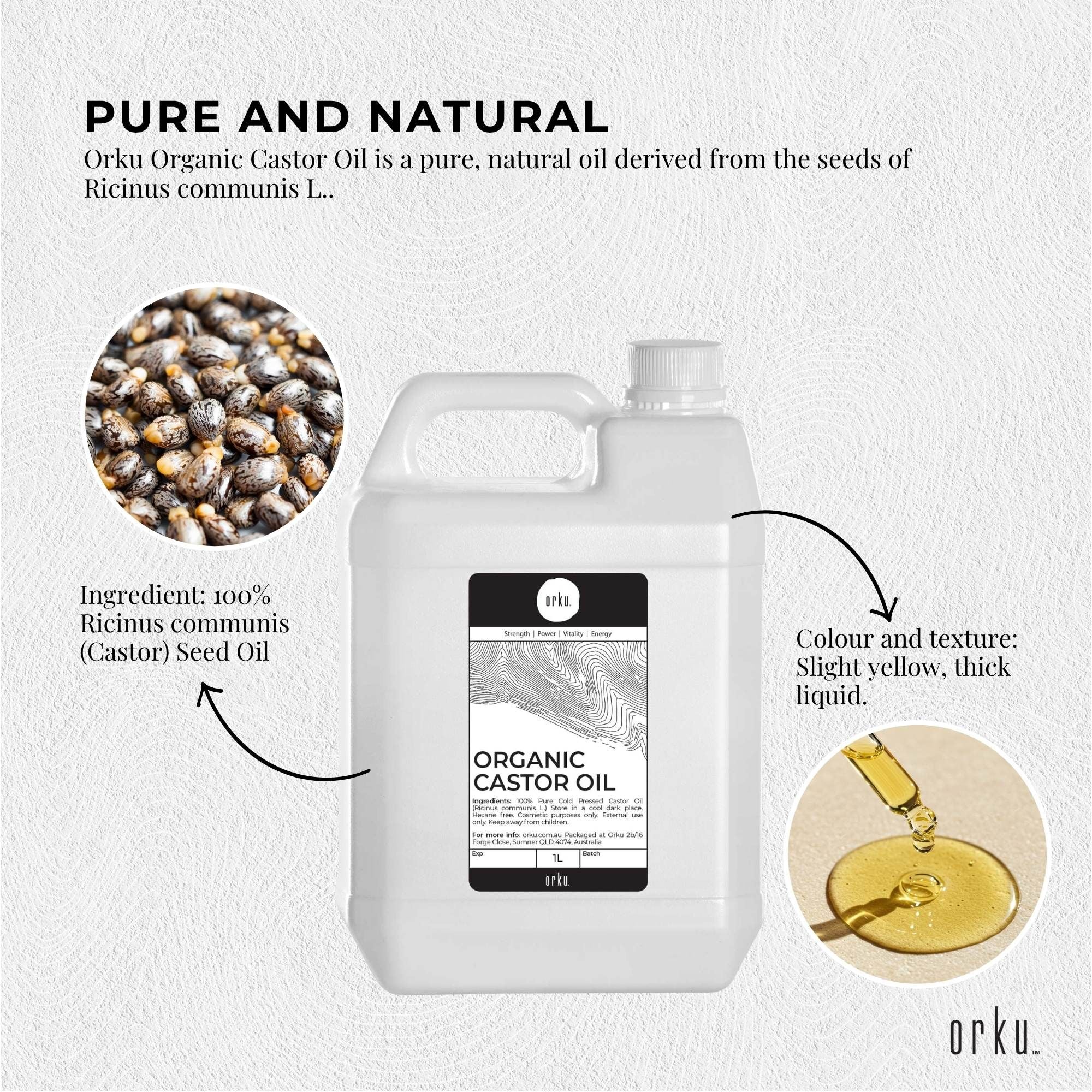 Orku 5L Organic Castor Oil - Hexane Free Cold Pressed V238-SUPDZ-40037334876240